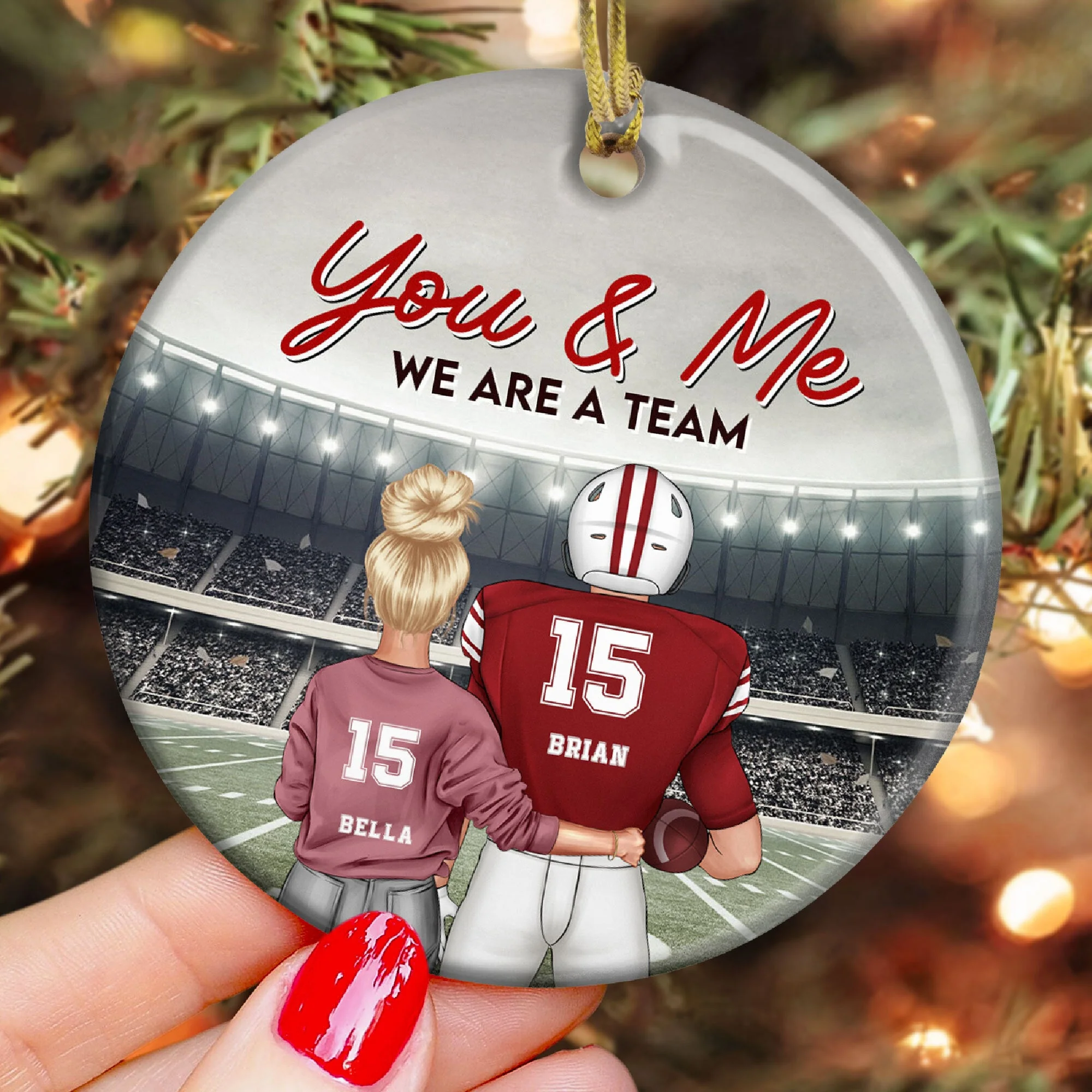You & Me We Are A Team - Personalized Ceramic Ornament - Image 3