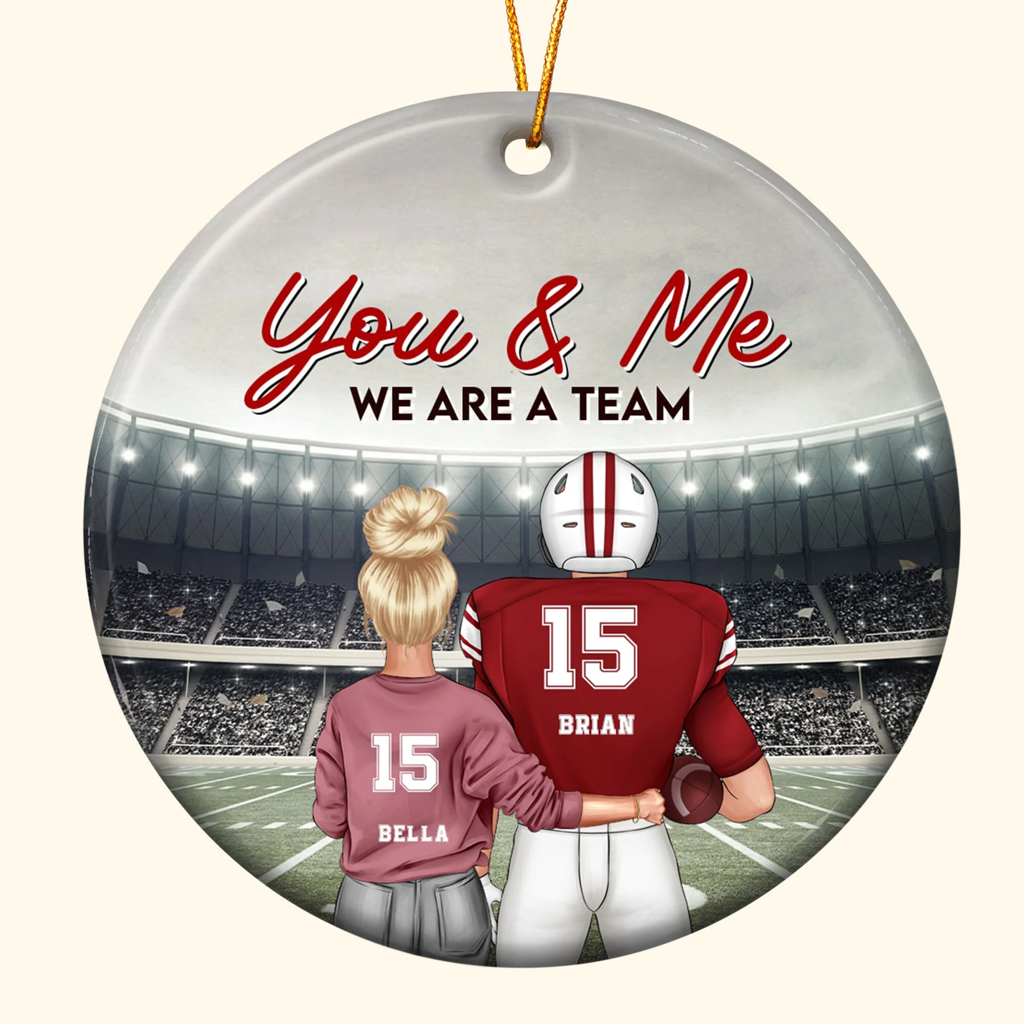 You & Me We Are A Team - Personalized Ceramic Ornament - Image 4