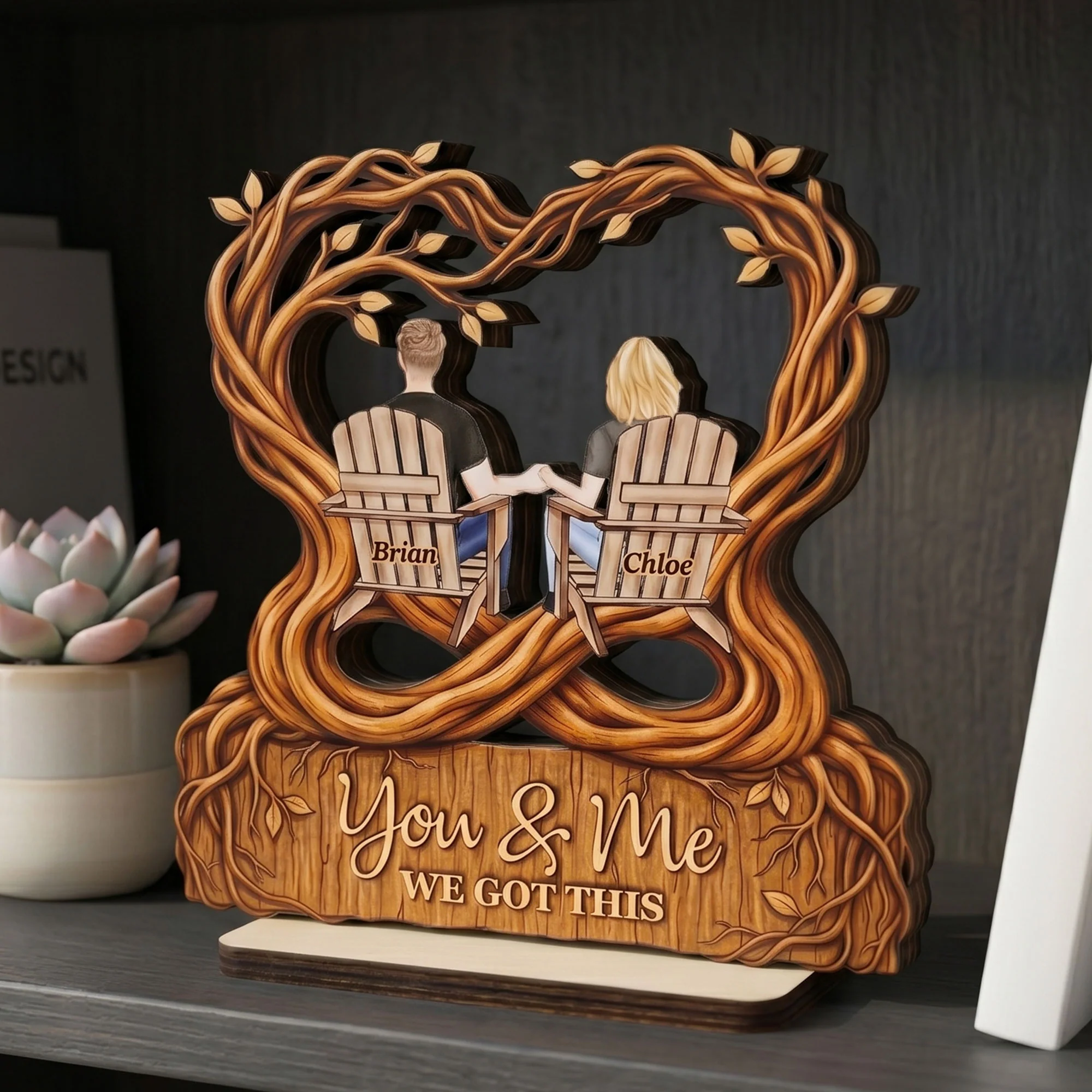 You & Me We Got This - Anniversary Romantic Gifts For Her, Him - Personalized Wooden Plaque - Image 3