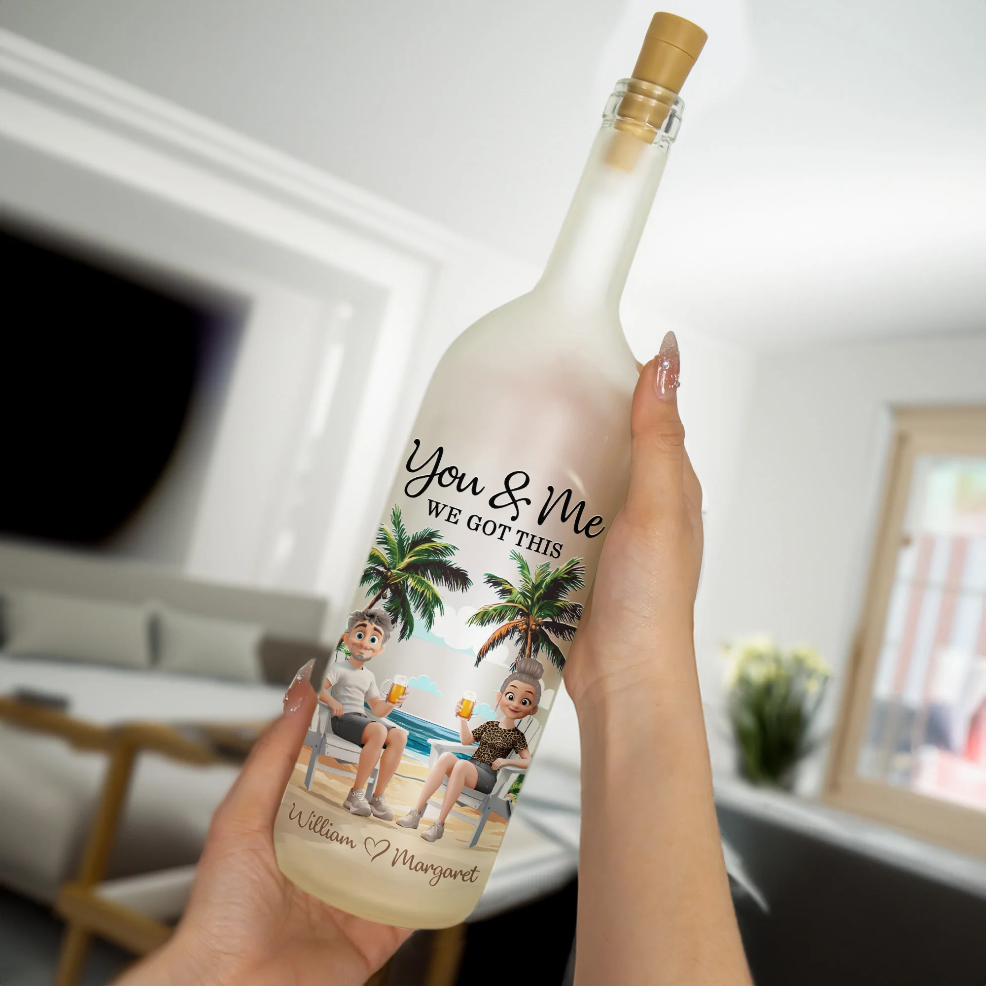 You & Me We Got This Anniversary Valentine's Day Gift - Personalized Bottle Lamp - Image 3