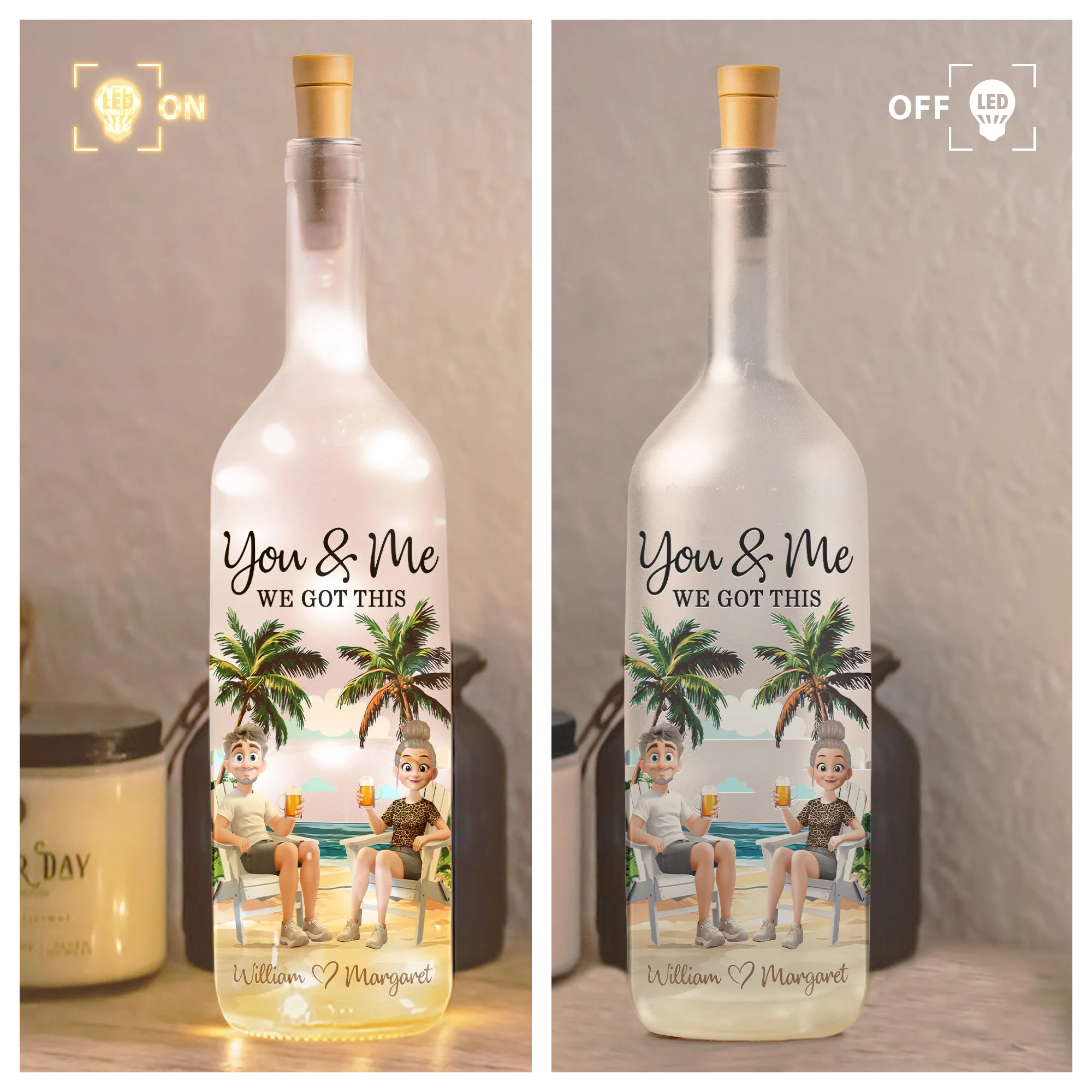 You & Me We Got This Anniversary Valentine's Day Gift - Personalized Bottle Lamp - Image 4