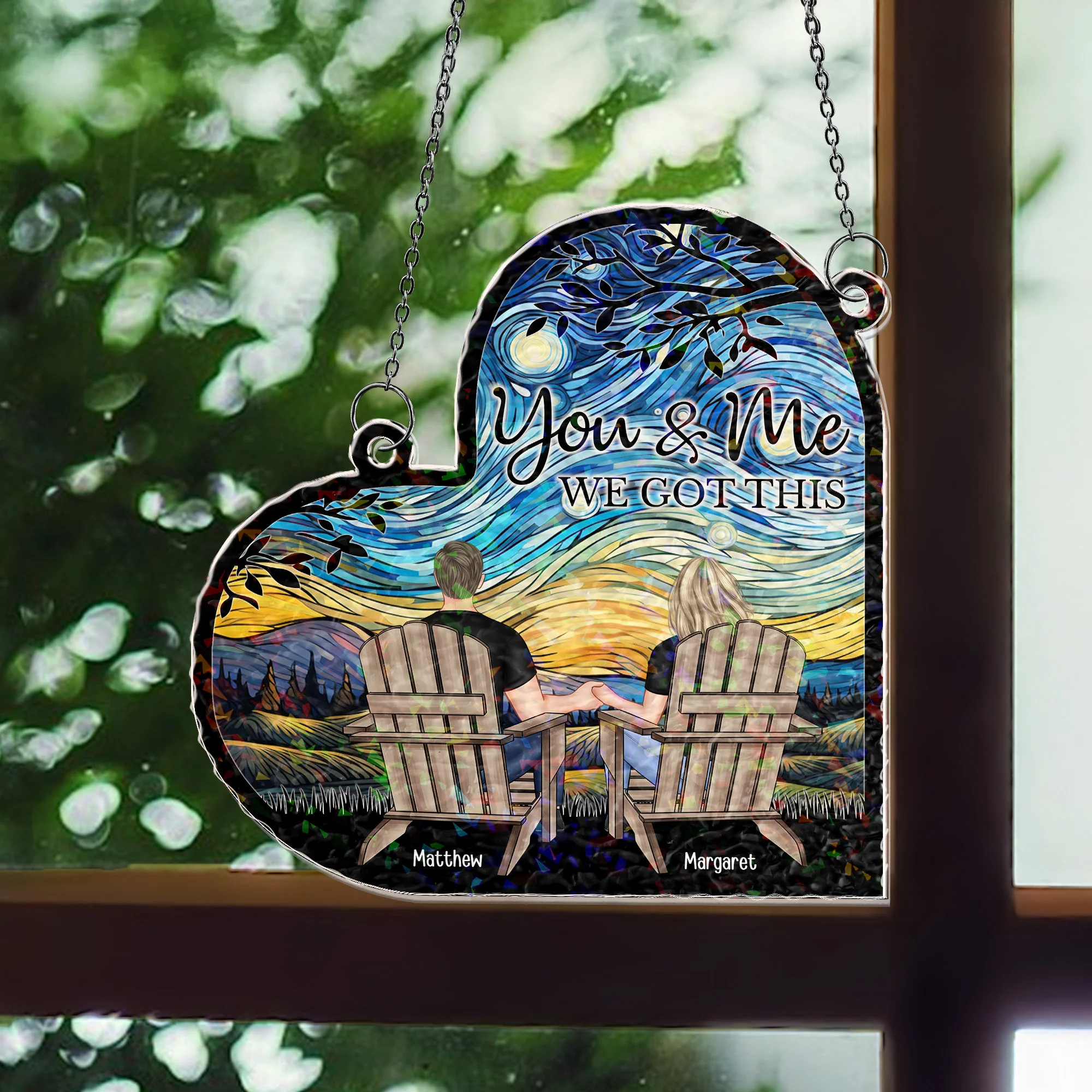 You & Me We Got This Couple Gift Anniversary Gift - Personalized Window Corner Suncatcher - Image 3