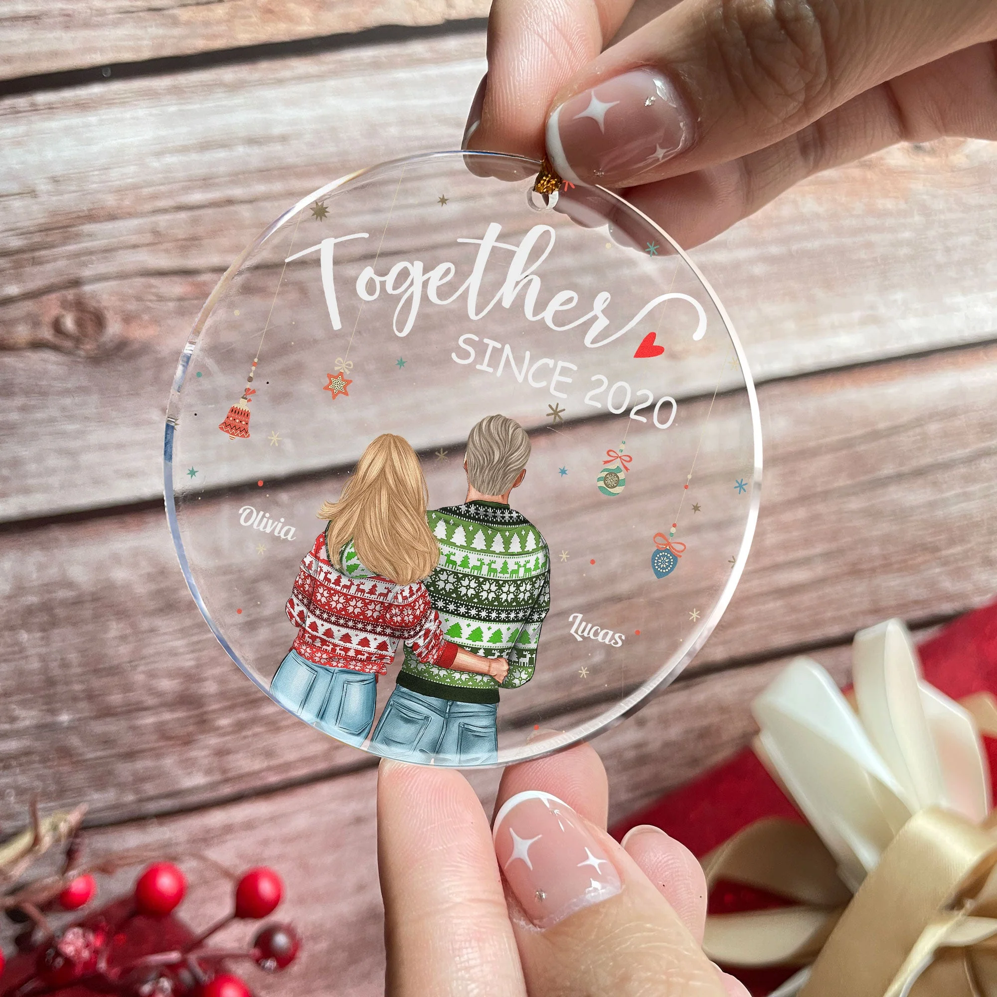 You & Me We Got This - Personalized Circle Acrylic Ornament - Image 4