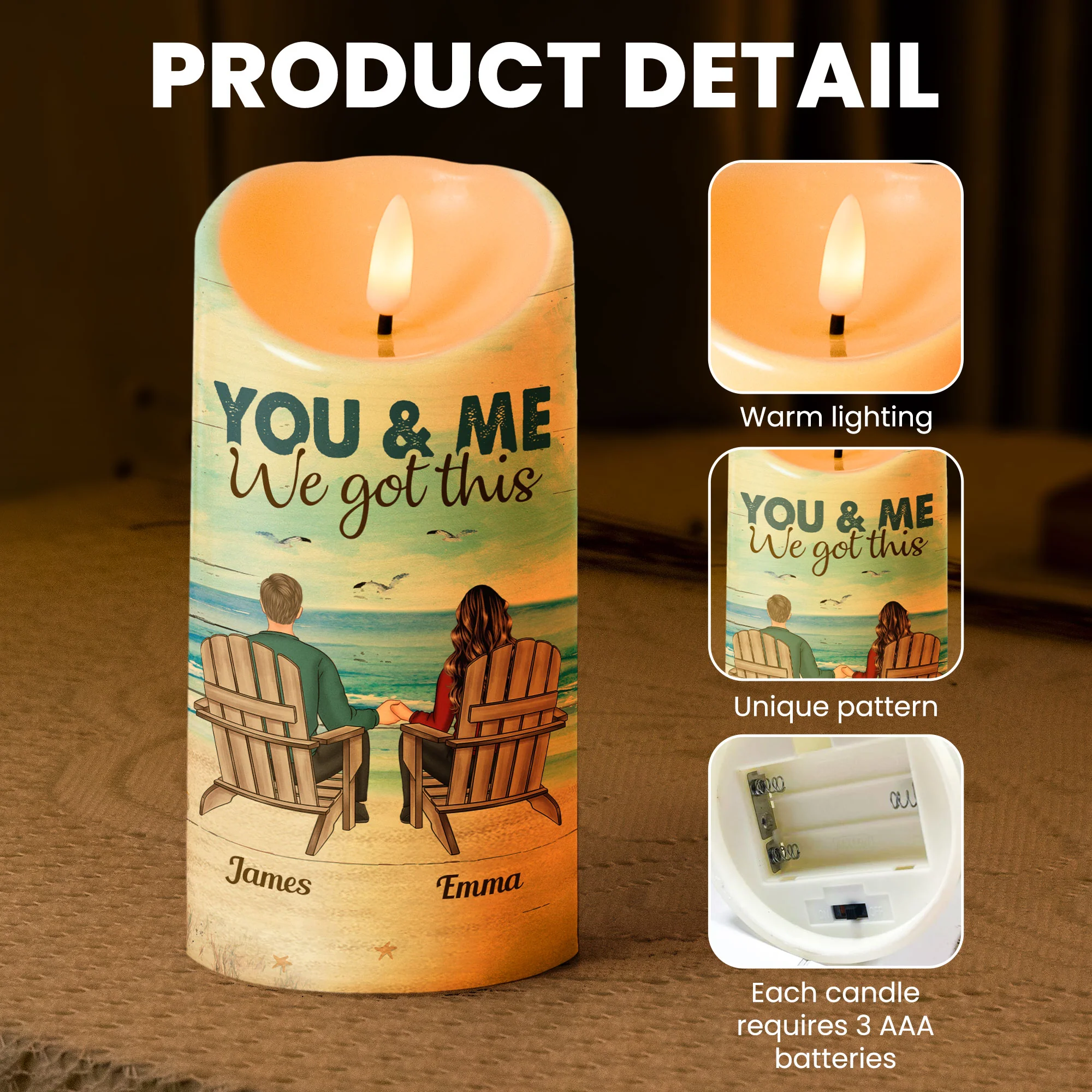 You & Me We Got This - Personalized LED Candle - Image 7