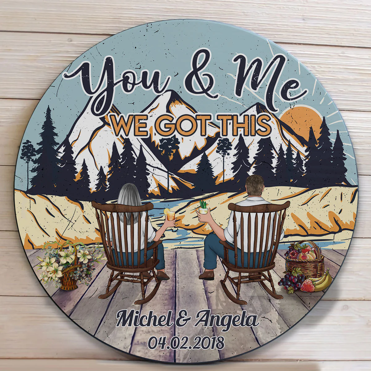 You & Me We Got This - Personalized Round Wood Sign - Image 2