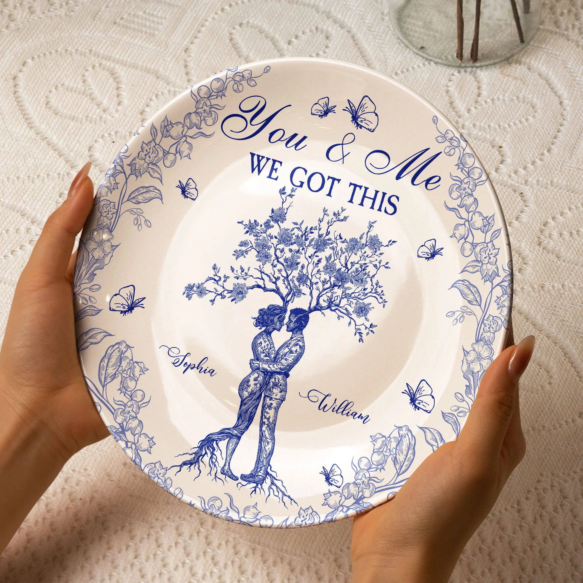 You & Me We Got This Toile De Jouy Style - Personalized Ceramic Plate - Image 3