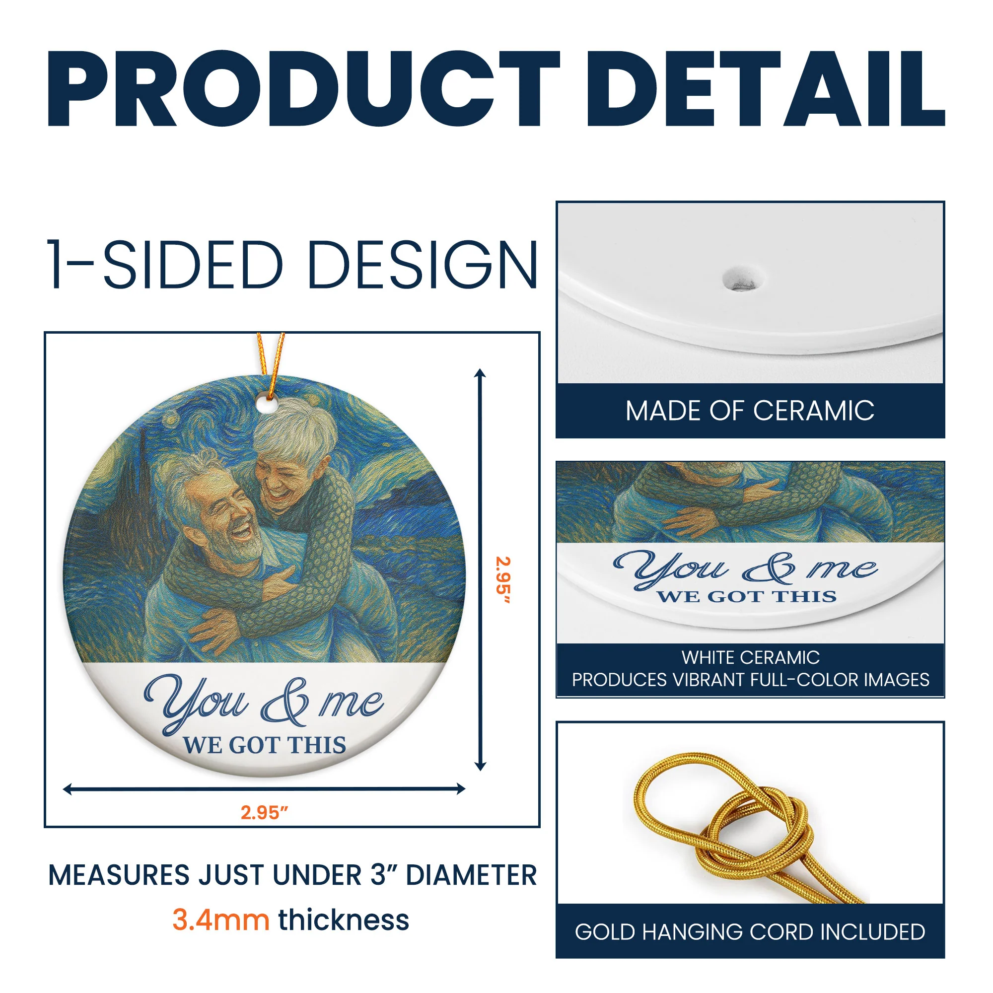You & Me We Got This Van Gogh Art - Personalized Ceramic Photo Ornament - Image 5