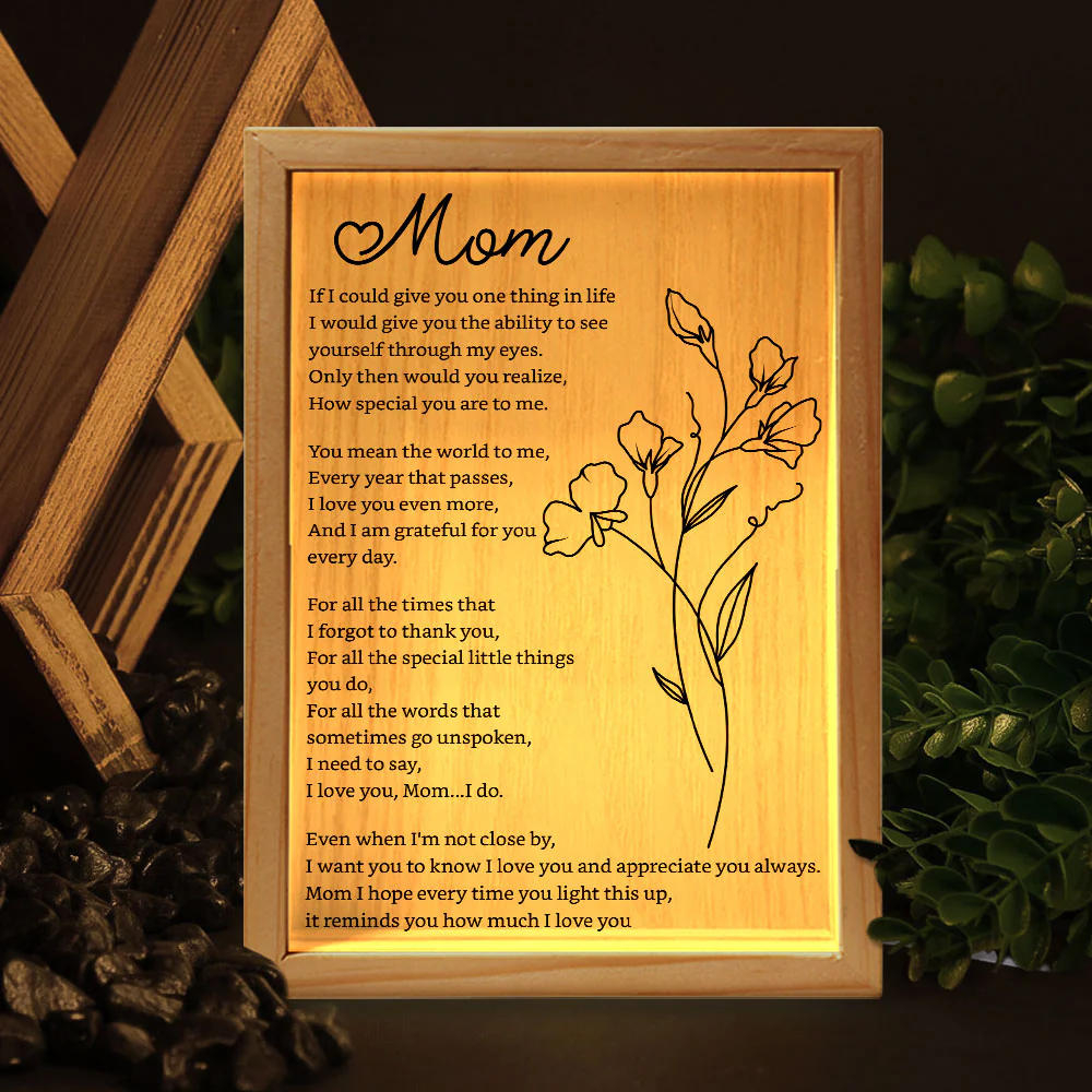 You Mean The World To Me  Birthflower Mom Gift - Personalized Frame Light Box - Image 5