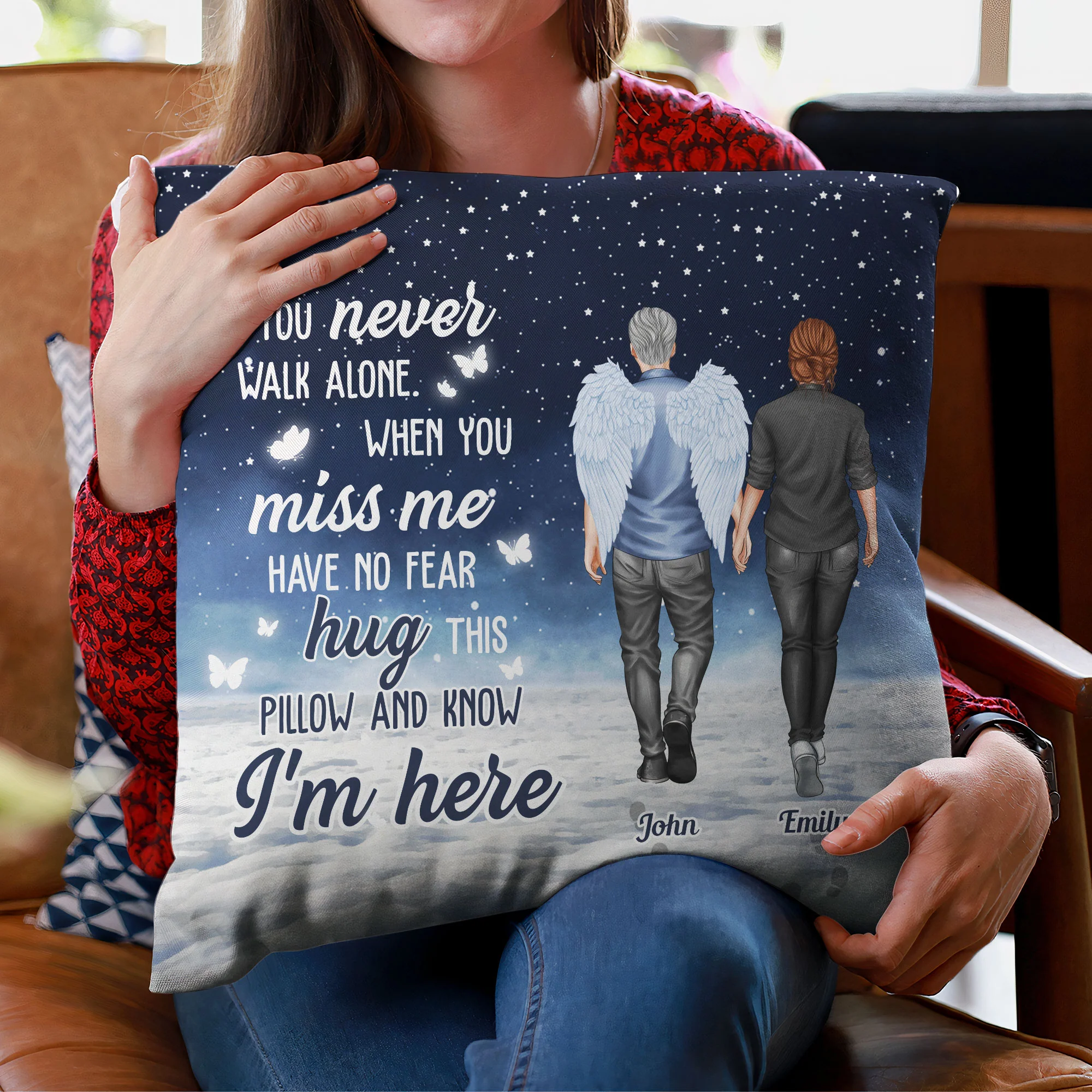 You Never Walk Alone Hug This When You Miss Me - Personalized Pillow (Insert Included) - Image 4