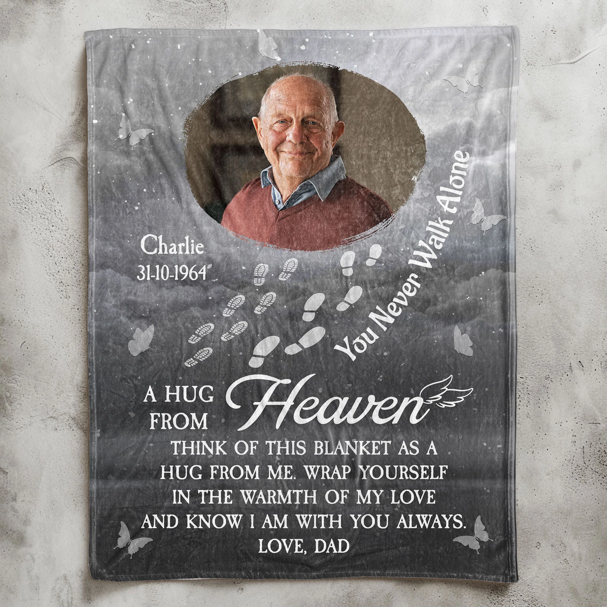 You Never Walk Alone Hugs From Heaven - Loss Of Loved Ones Gifts - Personalized Photo Blanket - Image 10