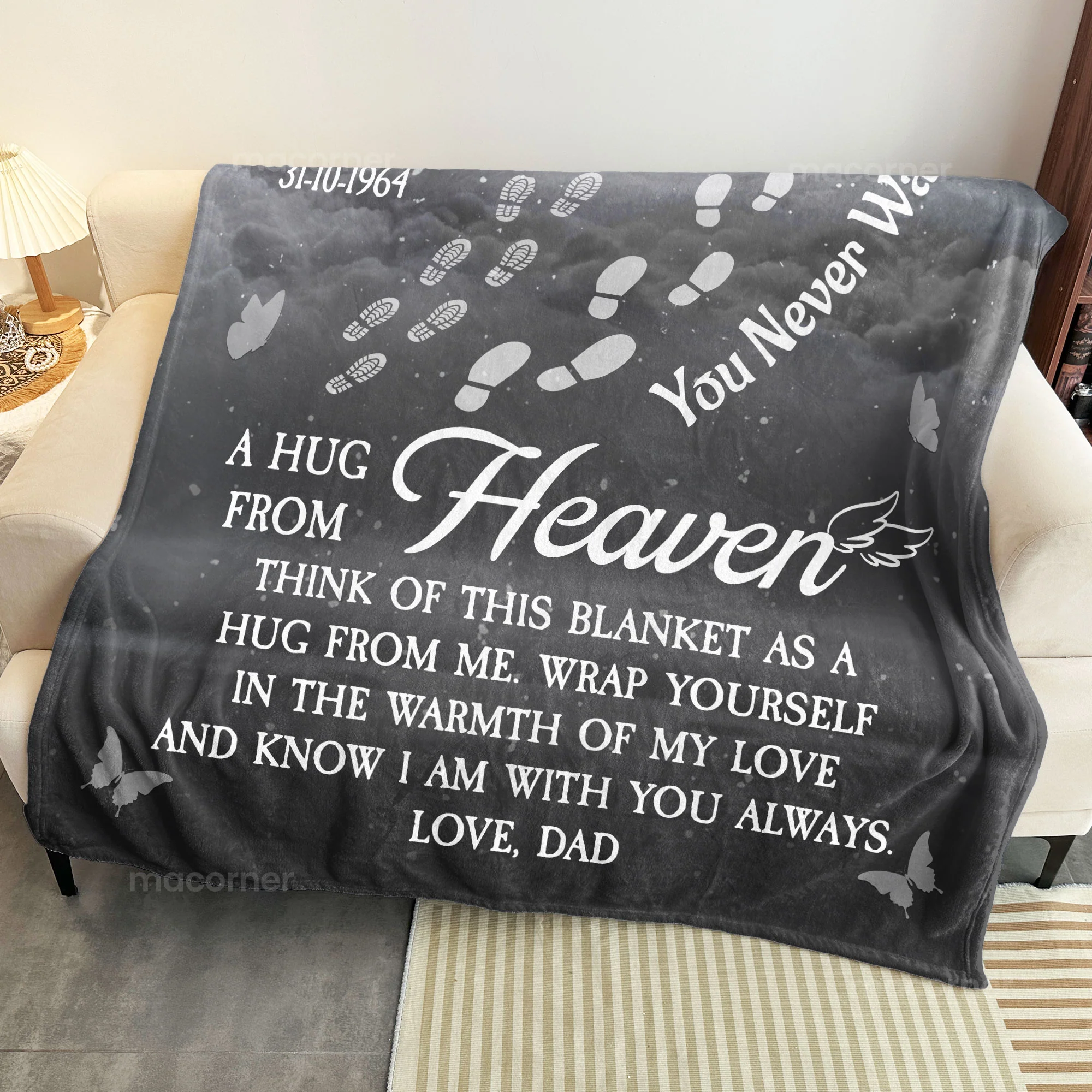 You Never Walk Alone Hugs From Heaven - Loss Of Loved Ones Gifts - Personalized Photo Blanket - Image 5