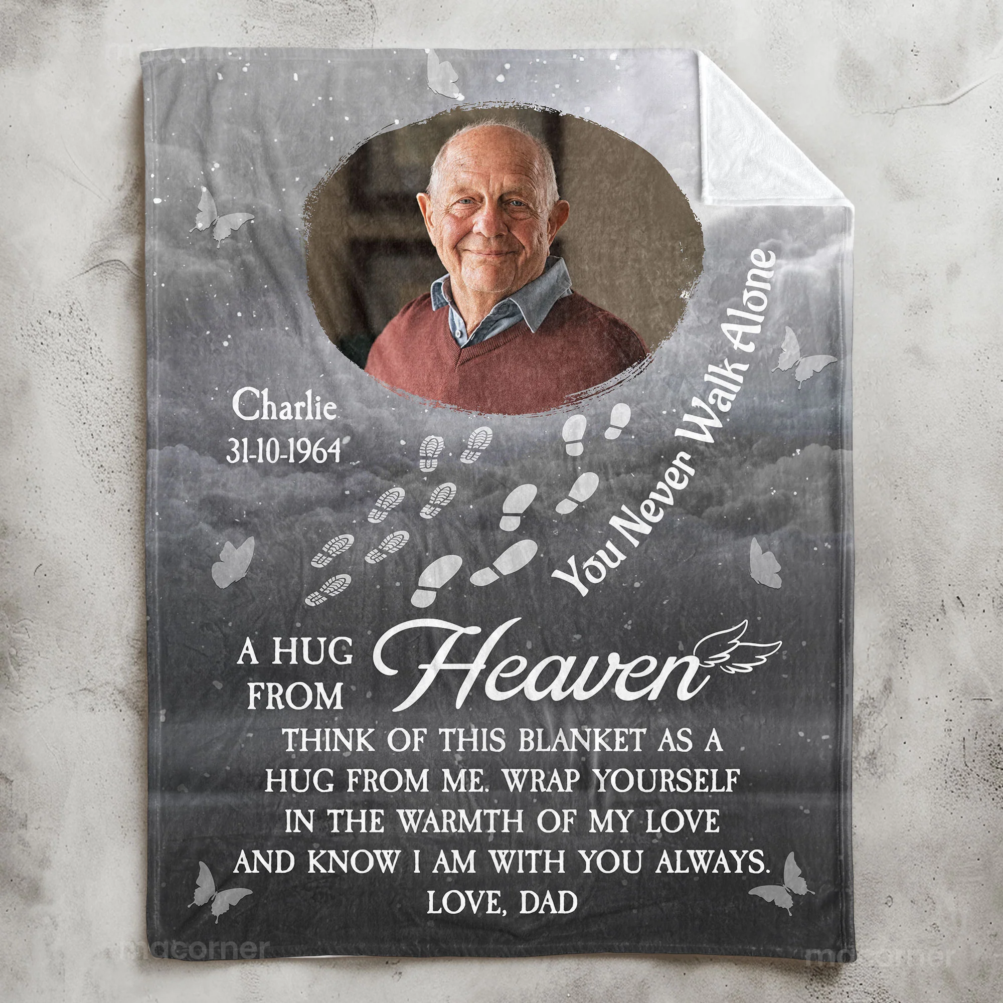 You Never Walk Alone Hugs From Heaven - Loss Of Loved Ones Gifts - Personalized Photo Blanket - Image 8
