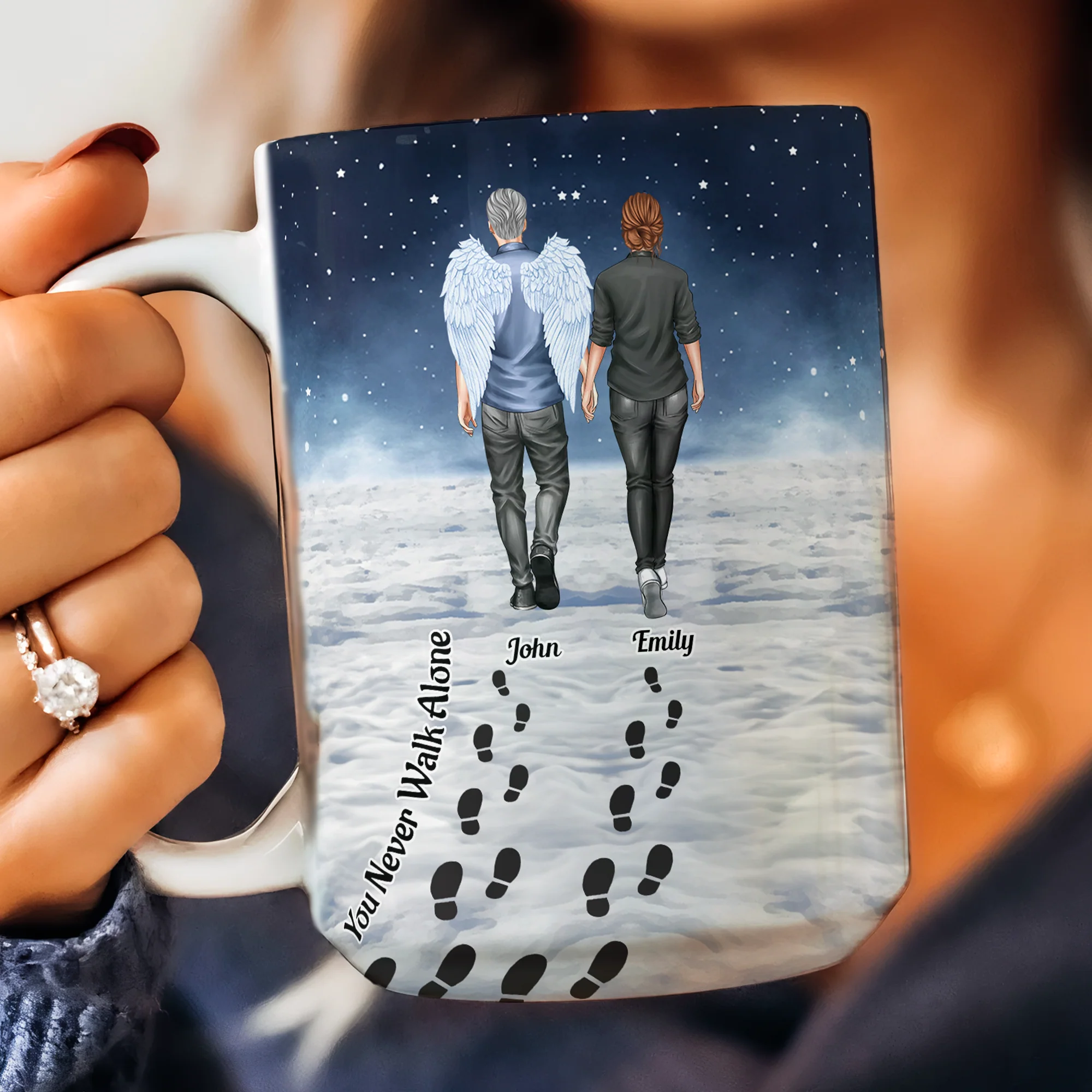 You Never Walk Alone - Memorial Gift For Loss Of Loved Ones - Personalized Mug - Image 8