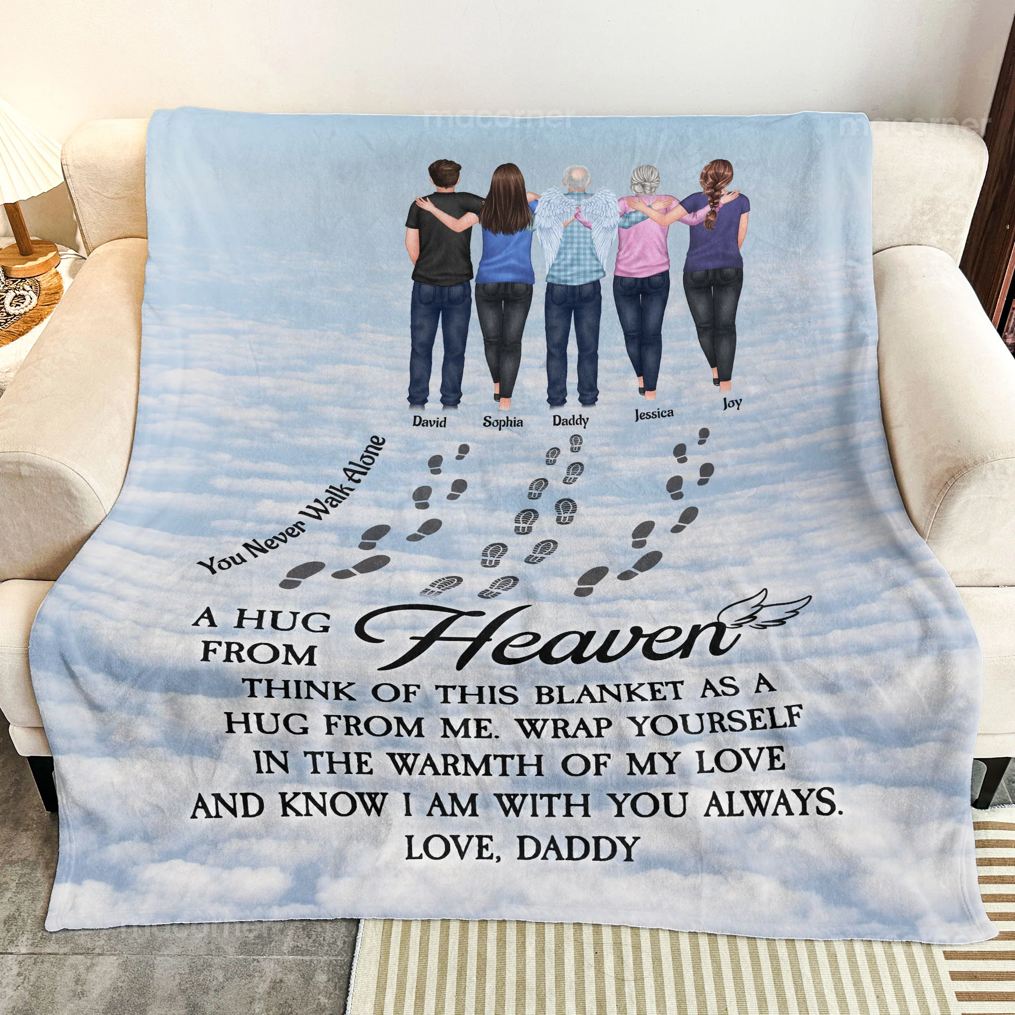 You Never Walk Alone Sending Hugs From Heaven - Personalized Blanket - Image 4