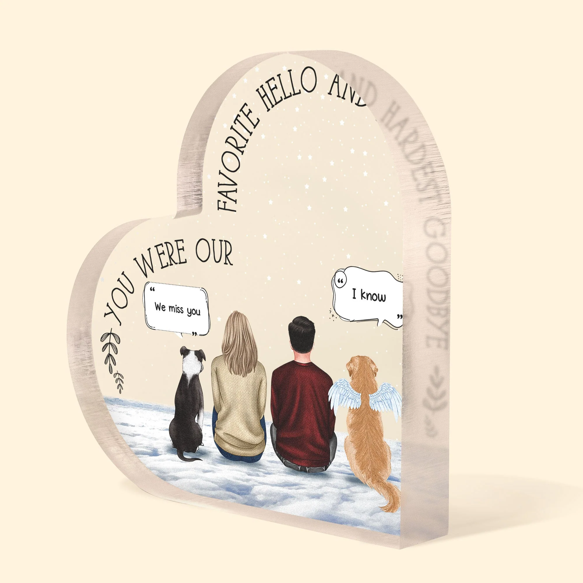 You Were My Favorite Hello And Hardest Goodbye - Personalized Heart Shaped Acrylic Plaque - Image 4