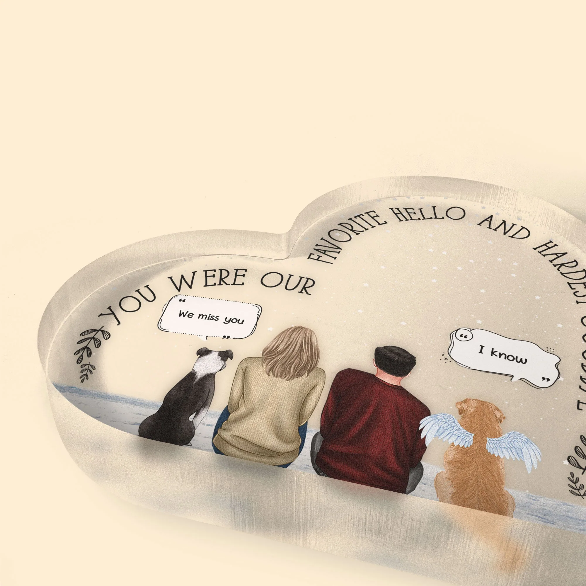 You Were My Favorite Hello And Hardest Goodbye - Personalized Heart Shaped Acrylic Plaque - Image 6