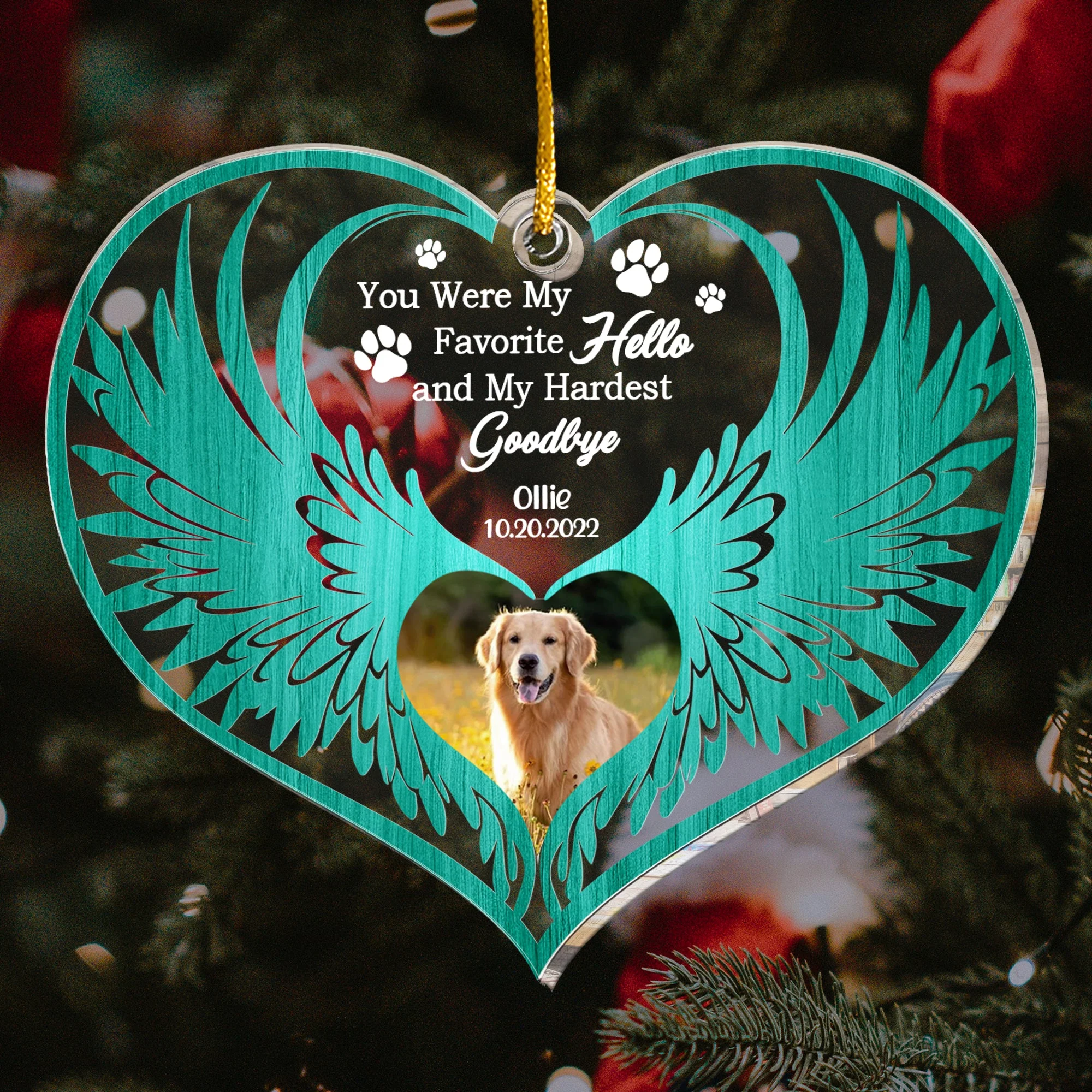 You Were My Favorite Hello and My Hardest Goodbye - Personalized Acrylic Photo Ornament - Image 2