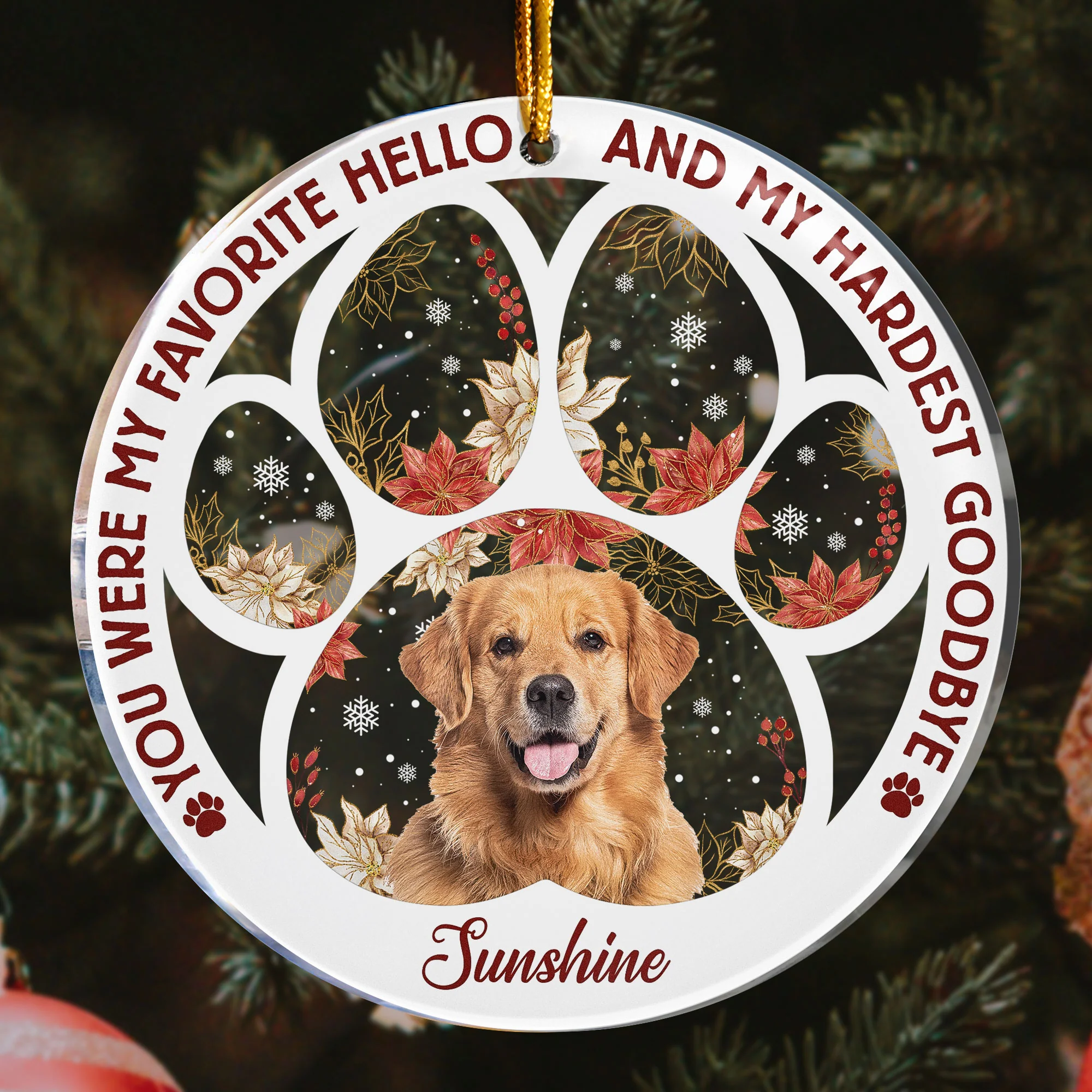 You Were My Favorite Hello & Hardest Goodbye Flowers - Personalized Acrylic Photo Ornament - Image 4