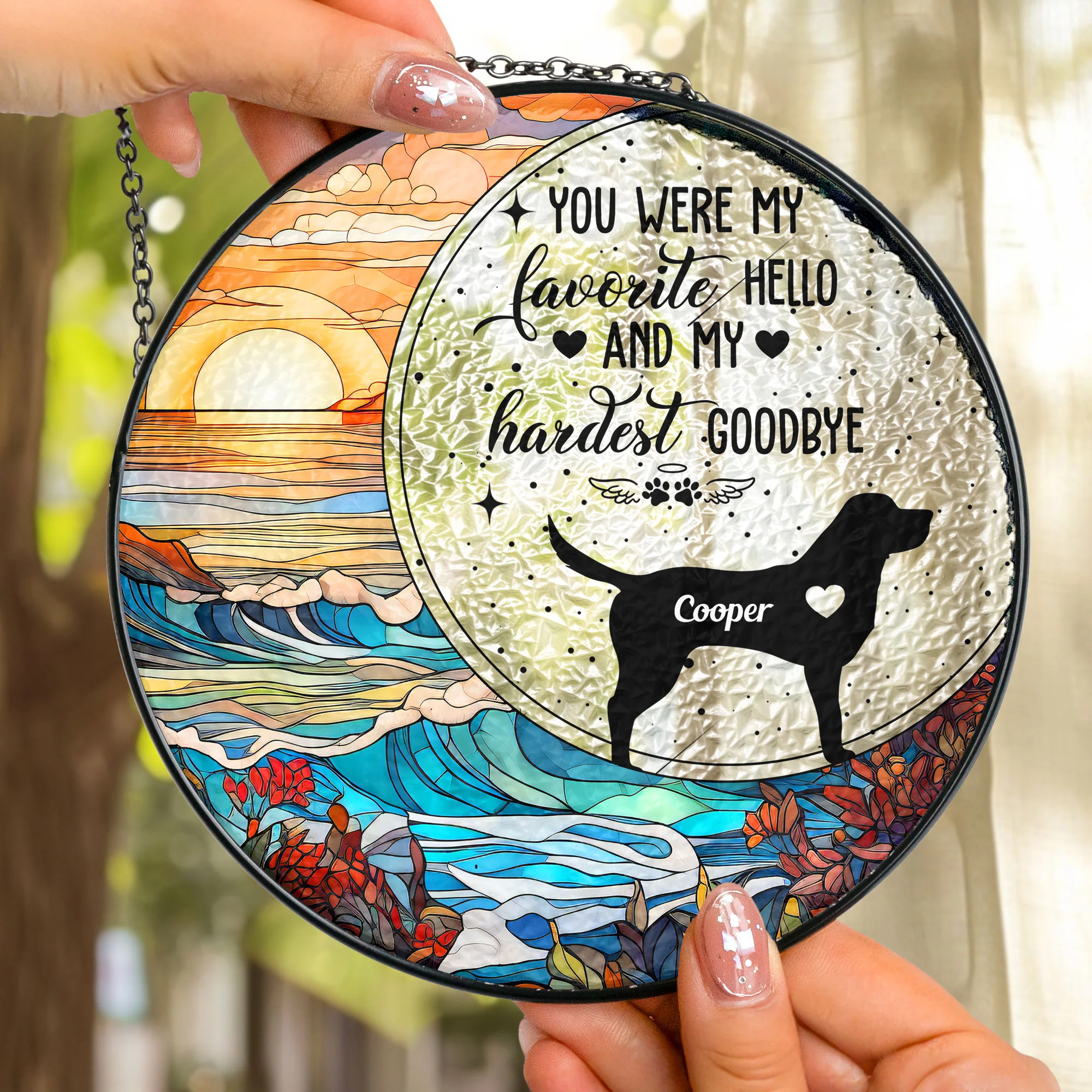 You Were My Favorite Hello - Personalized Stained Glass Window Hanging Suncatcher - Image 2