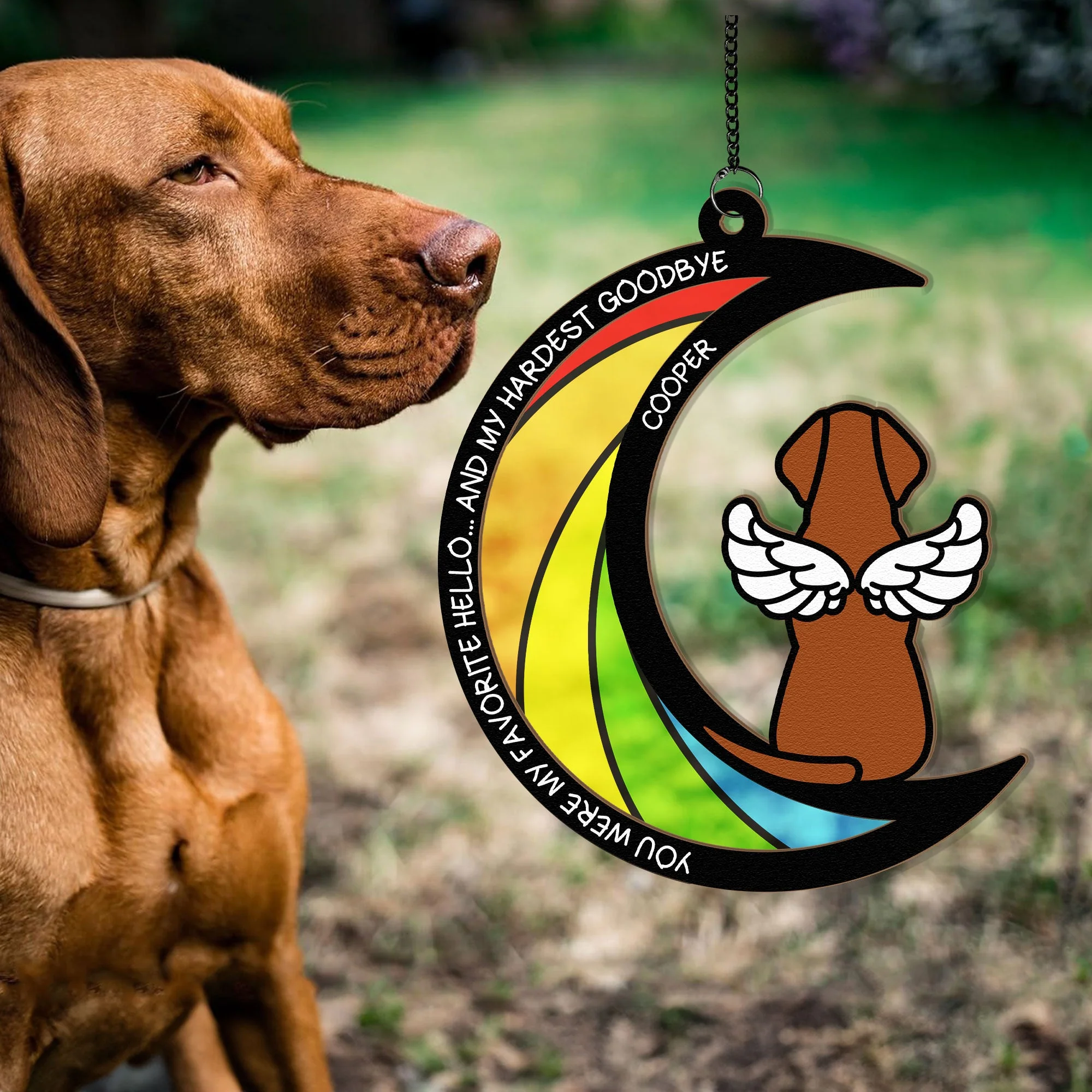 You Were My Hardest Goodbye - Personalized Window Hanging Suncatcher Ornament - Image 3