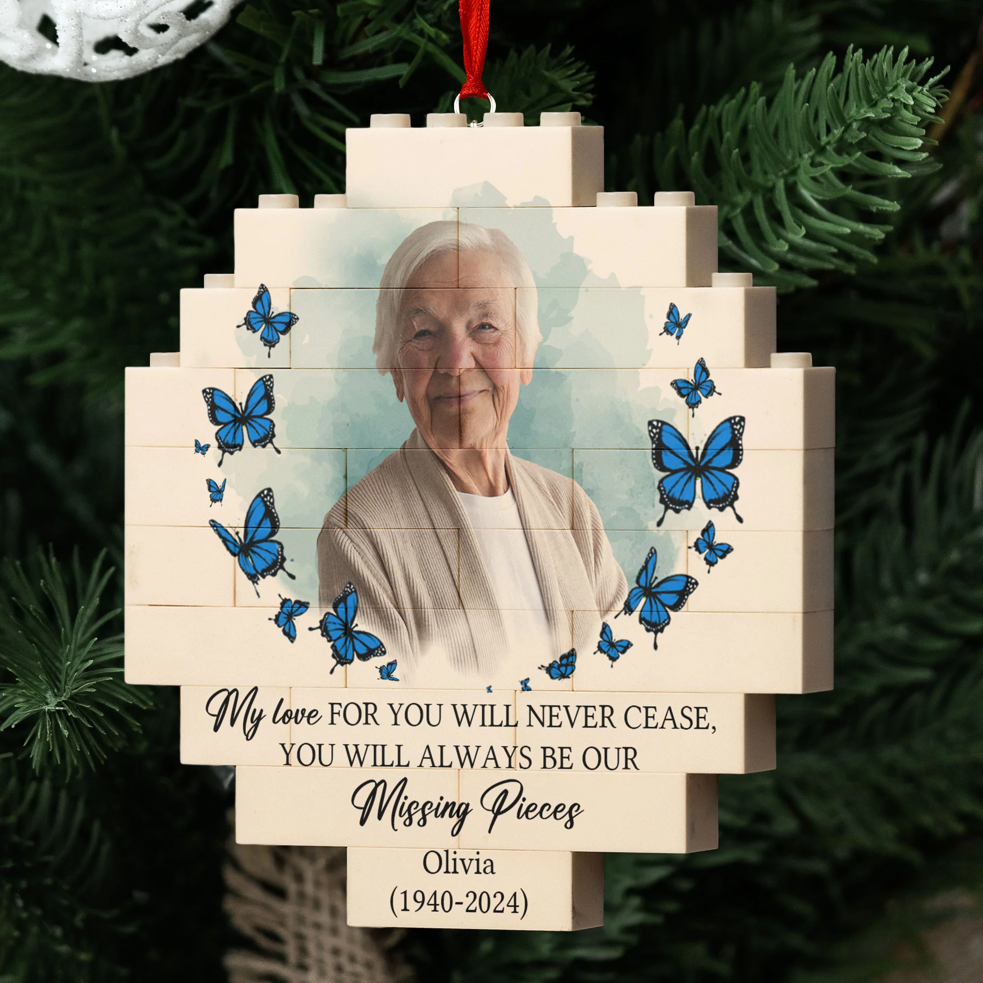 You Will Always Be My Missing Piece Memorial Gifts - Personalized Buildable Christmas Photo Ornament - Image 2