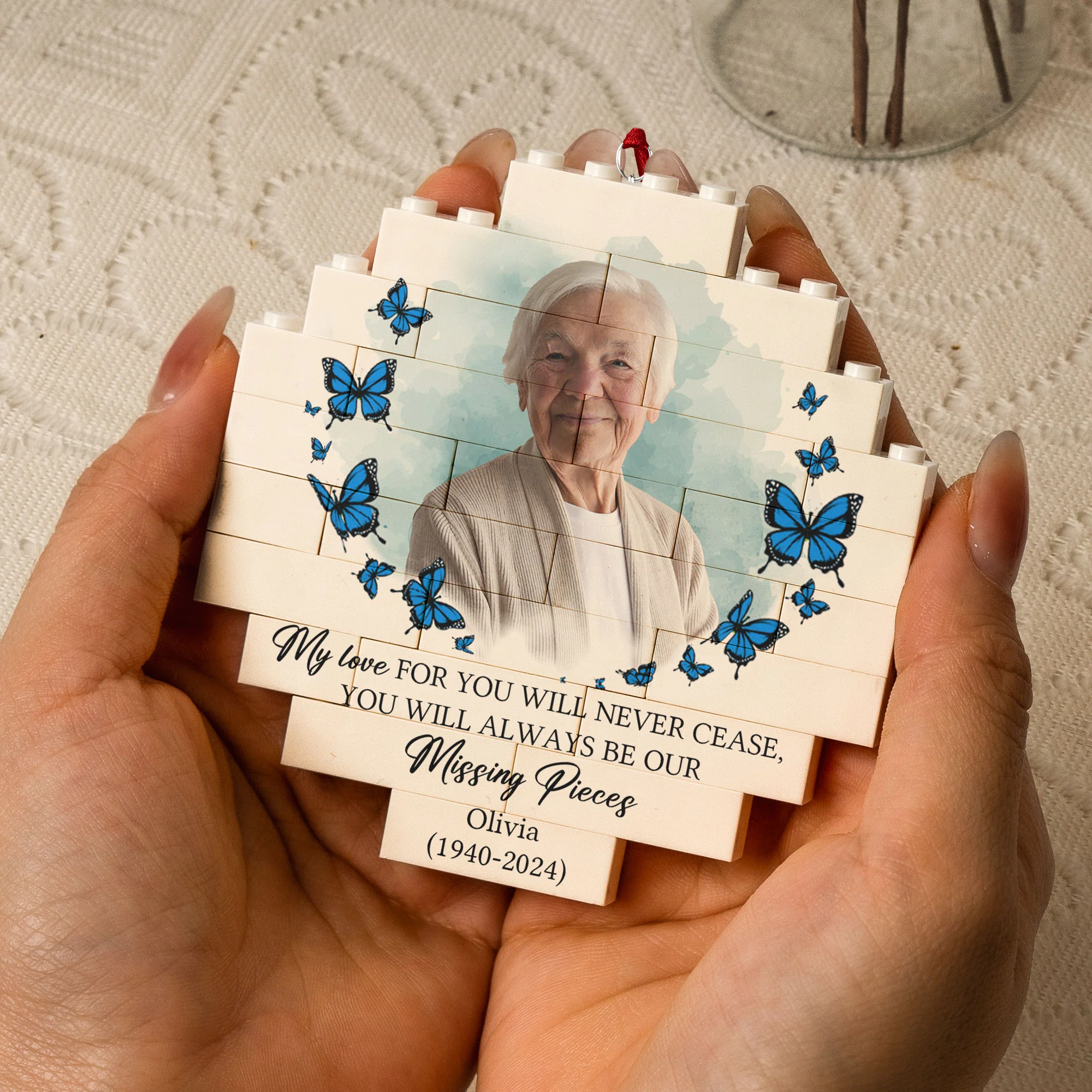 You Will Always Be My Missing Piece Memorial Gifts - Personalized Buildable Christmas Photo Ornament - Image 5