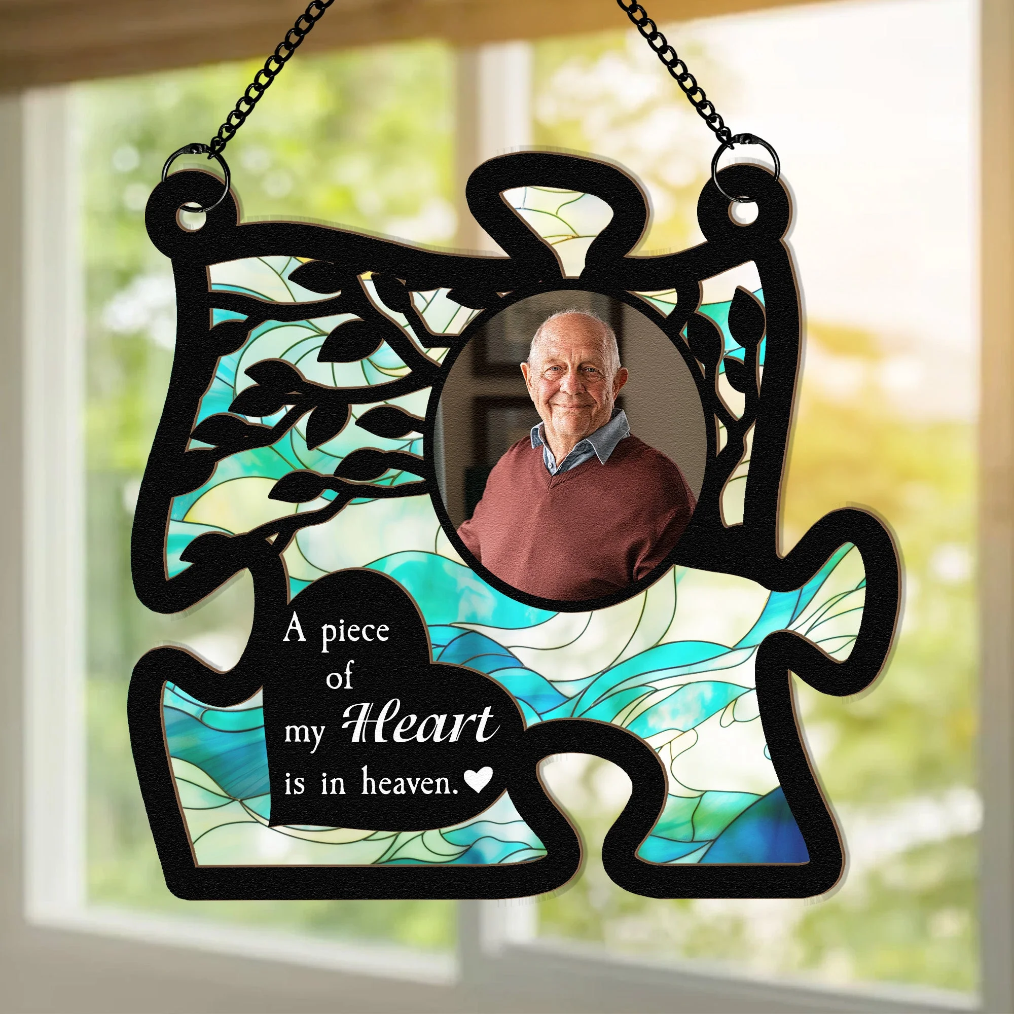 You Will Always Be My Missing Piece - Personalized Photo Window Hanging Suncatcher Ornament - Image 2