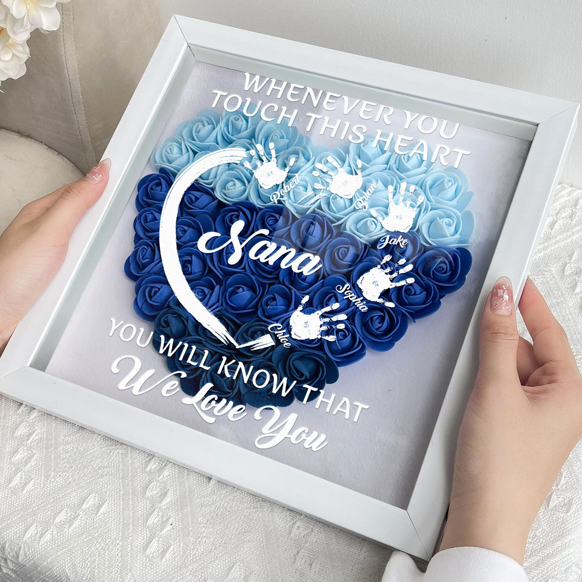 You Will Know That We Love You - Personalized Flower Shadow Box With LED Light - Image 4