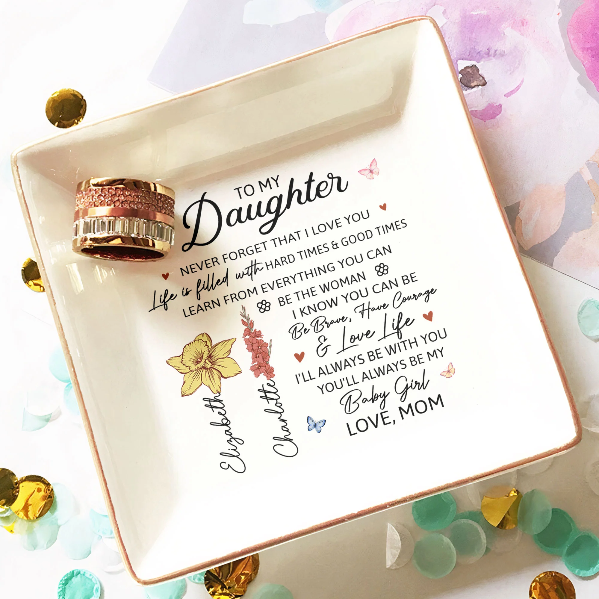 You'll Always Be My Baby Girl - Gifts For Daughter From Mom - Personalized Jewelry Dish - Image 3