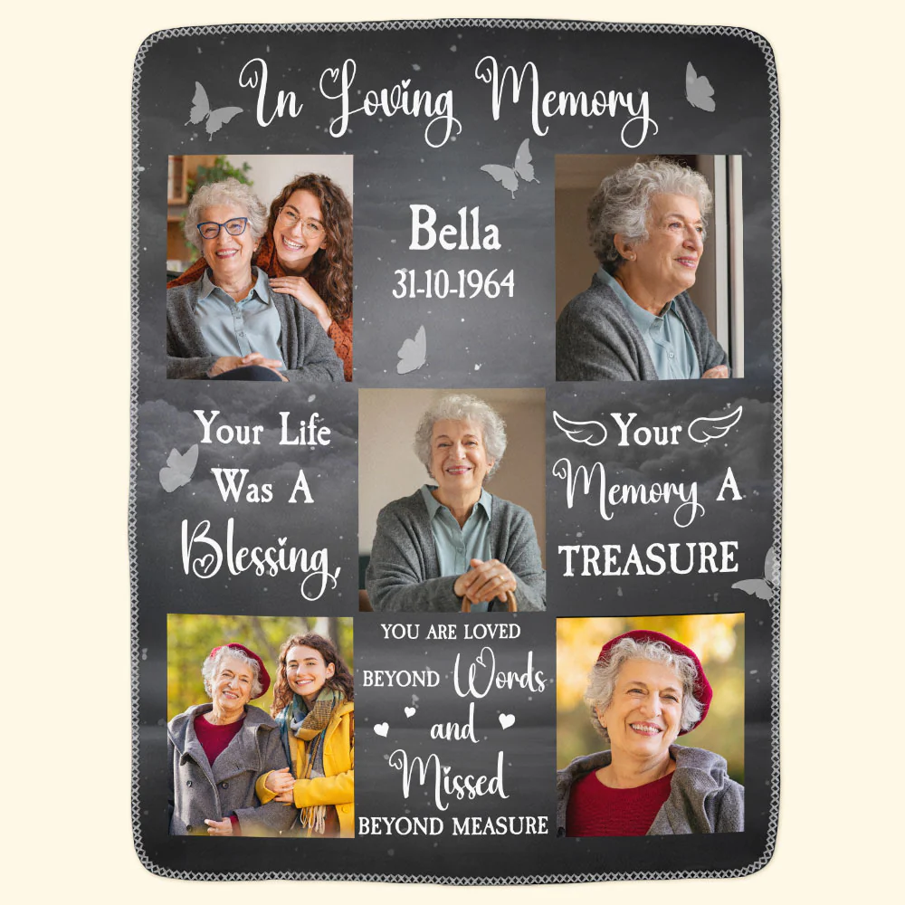 Your Life Was A Blessing In Loving Memory Of Loved Ones - Personalized Photo Blanket - Image 7