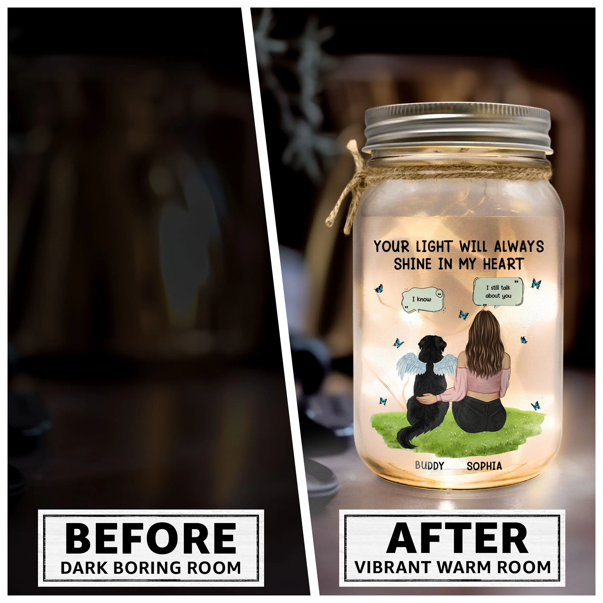 Your Light Will Always Shine In My Heart - Personalized Mason Jar Light - Image 4