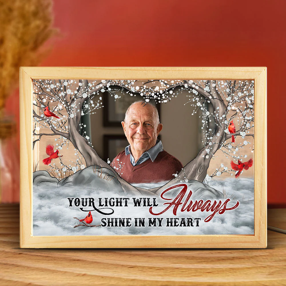 Your Light Will Always Shine In My Heart - Personalized Photo Frame Light Box - Image 4