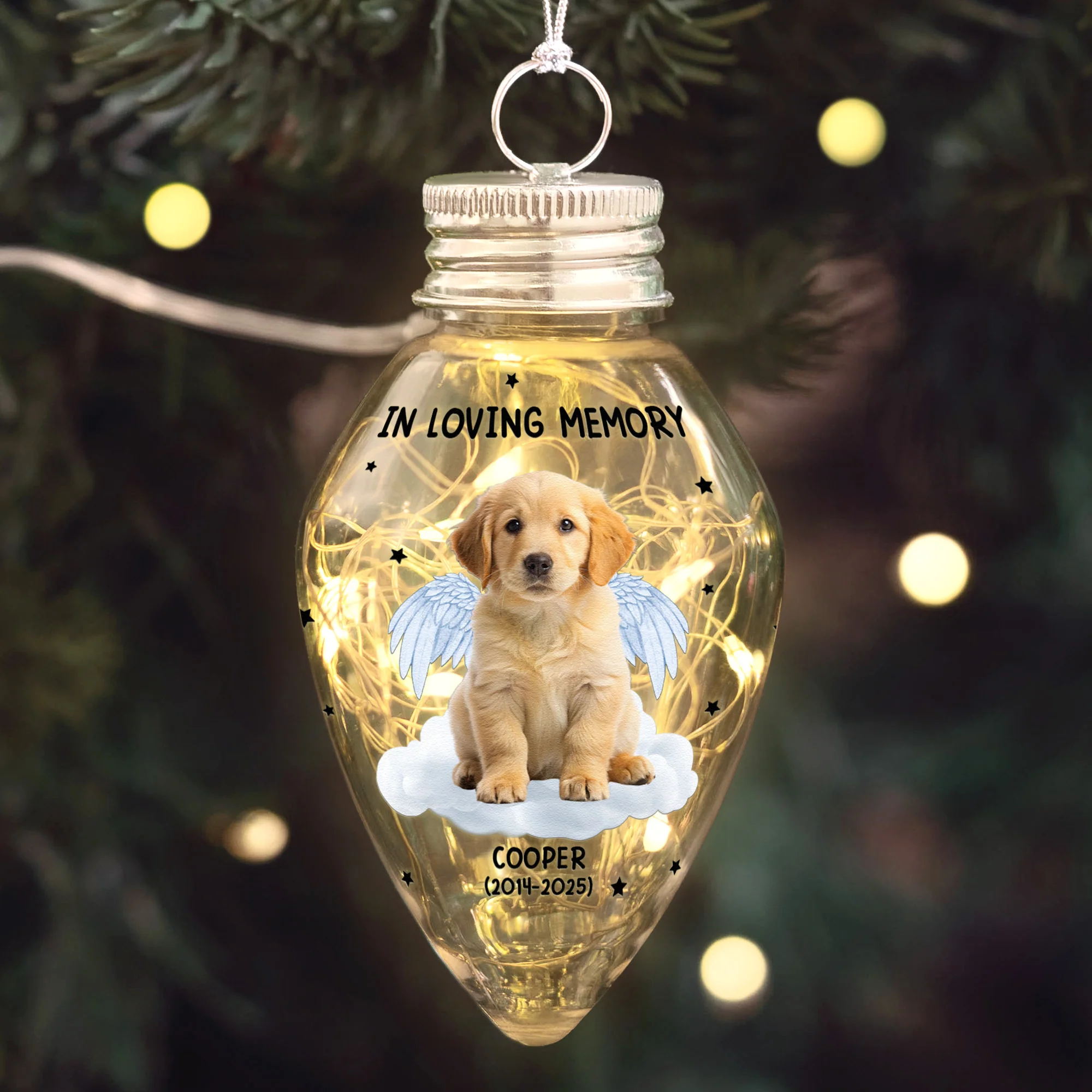 Your Light Will Always Shine In My Heart Pet Memorial - Personalized Photo LED Christmas Light - Image 2