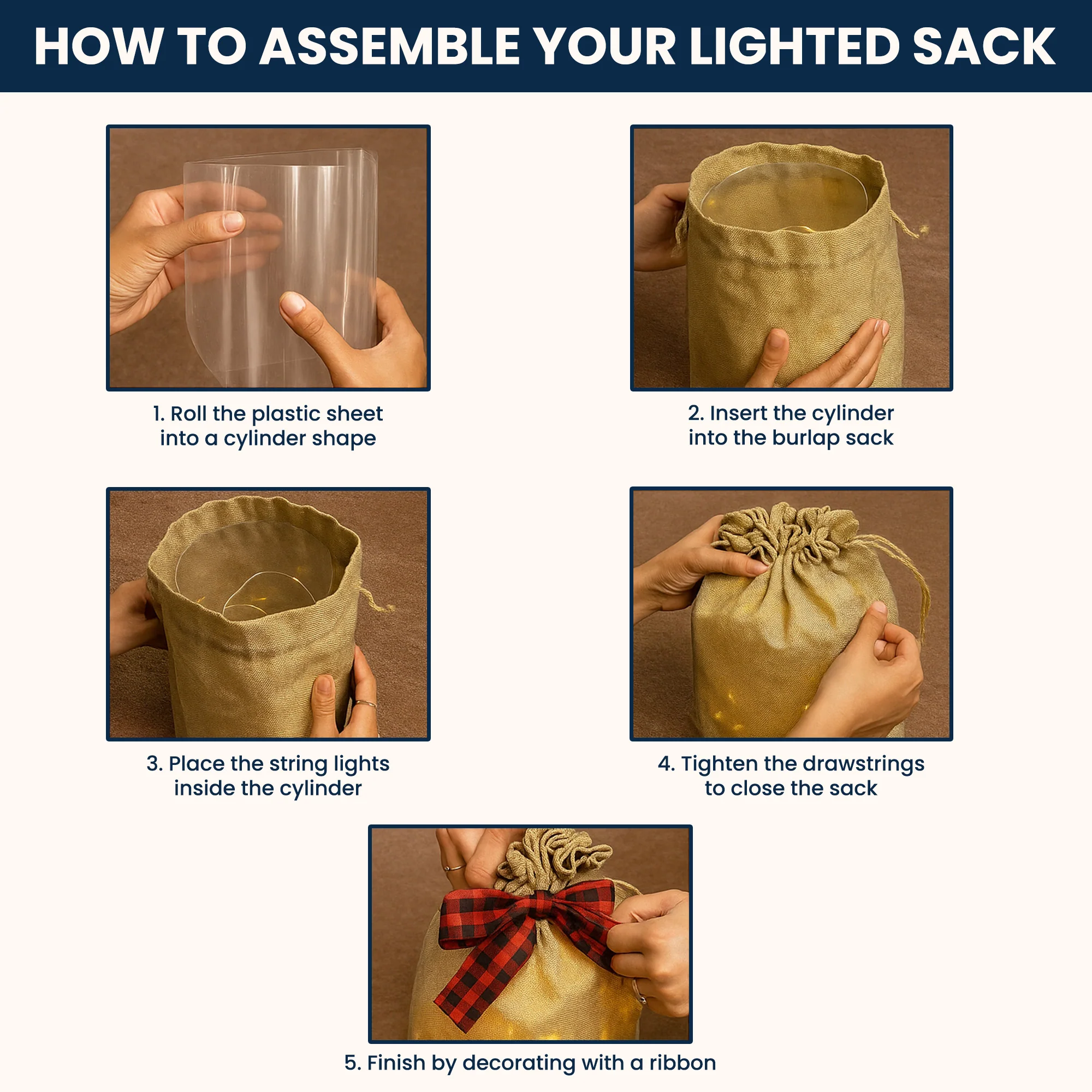 Your Light Will Always Shine In Our Hearts Memorial - Personalized Photo Lighted Burlap Sack - Image 5