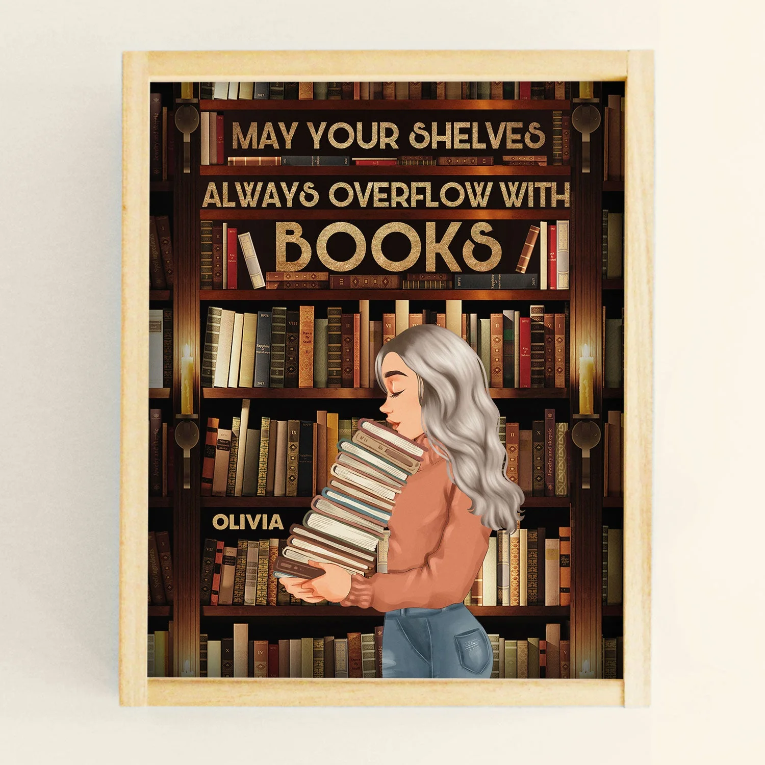 Your Shelves Always Overflow - Personalized Poster - Birthday Gift For Book Lovers Bookworms Library - Image 2