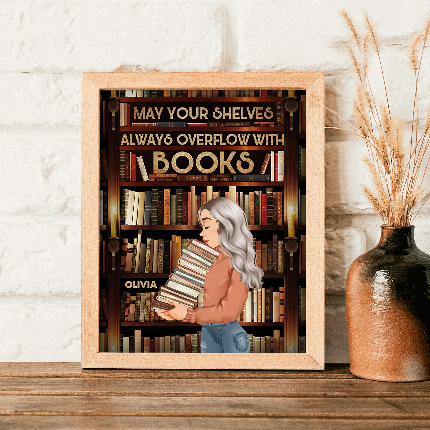 Your Shelves Always Overflow - Personalized Poster - Birthday Gift For Book Lovers Bookworms Library - Image 4