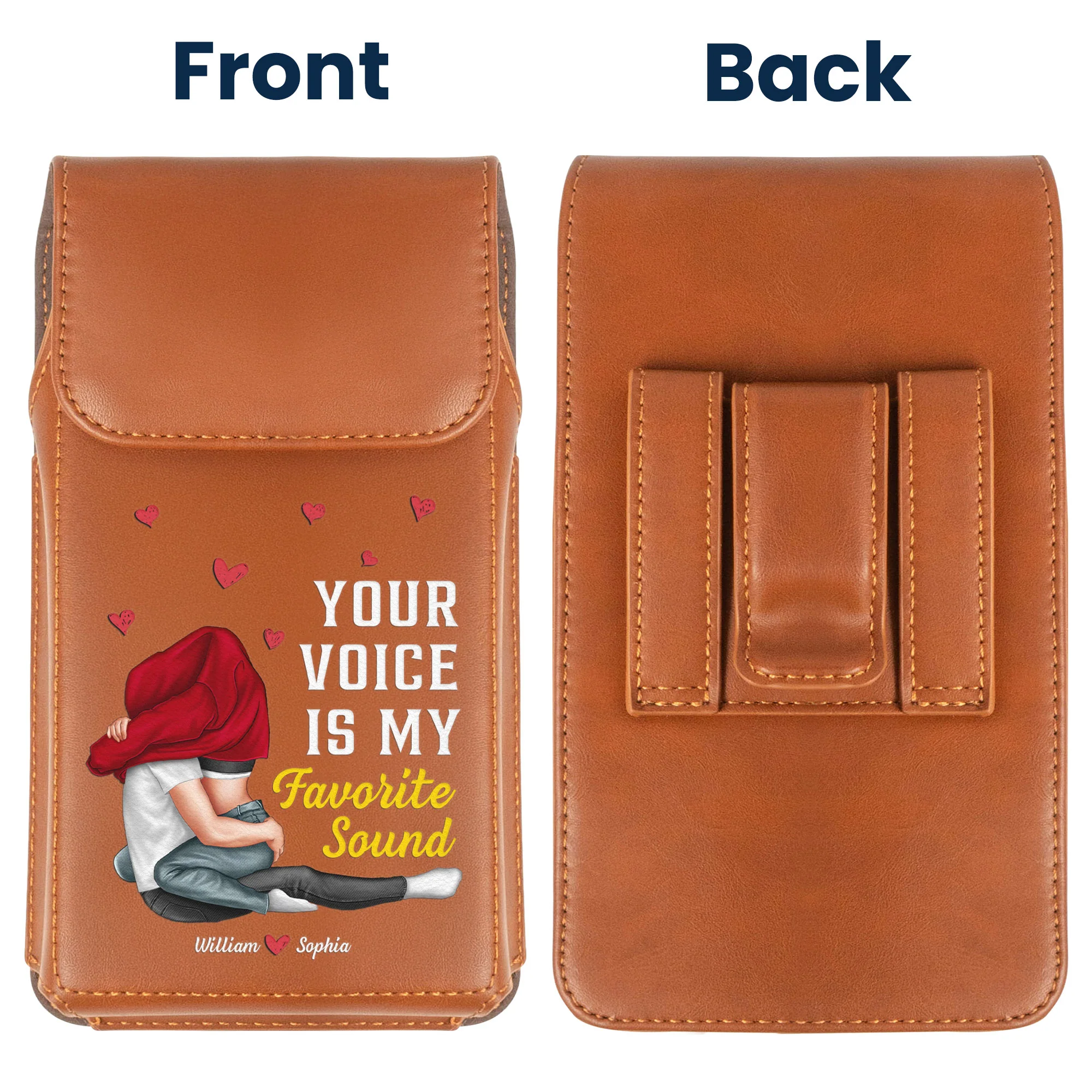 Your Voice Is My Favorite Sound - Personalized Leather Phone Holster - Image 2