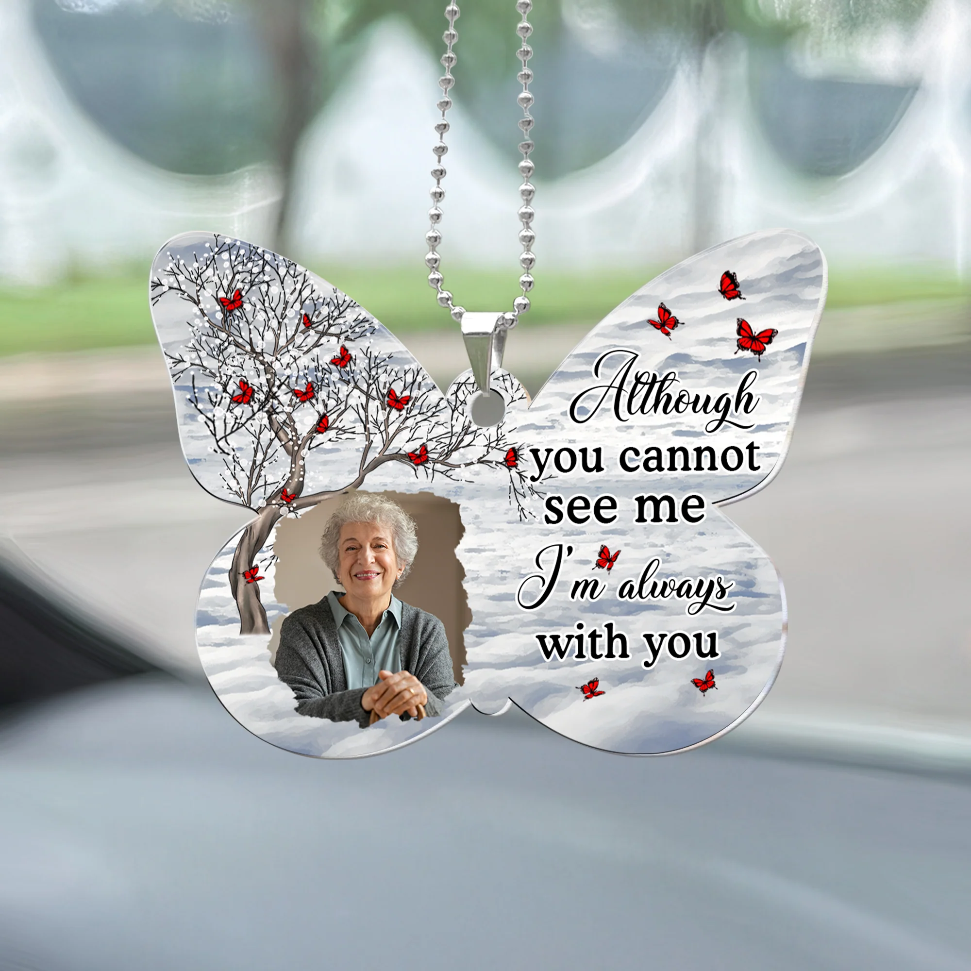 Your Wings Were Ready But My Heart Was Not - Personalized Photo Rear View Mirror Accessory - Image 2