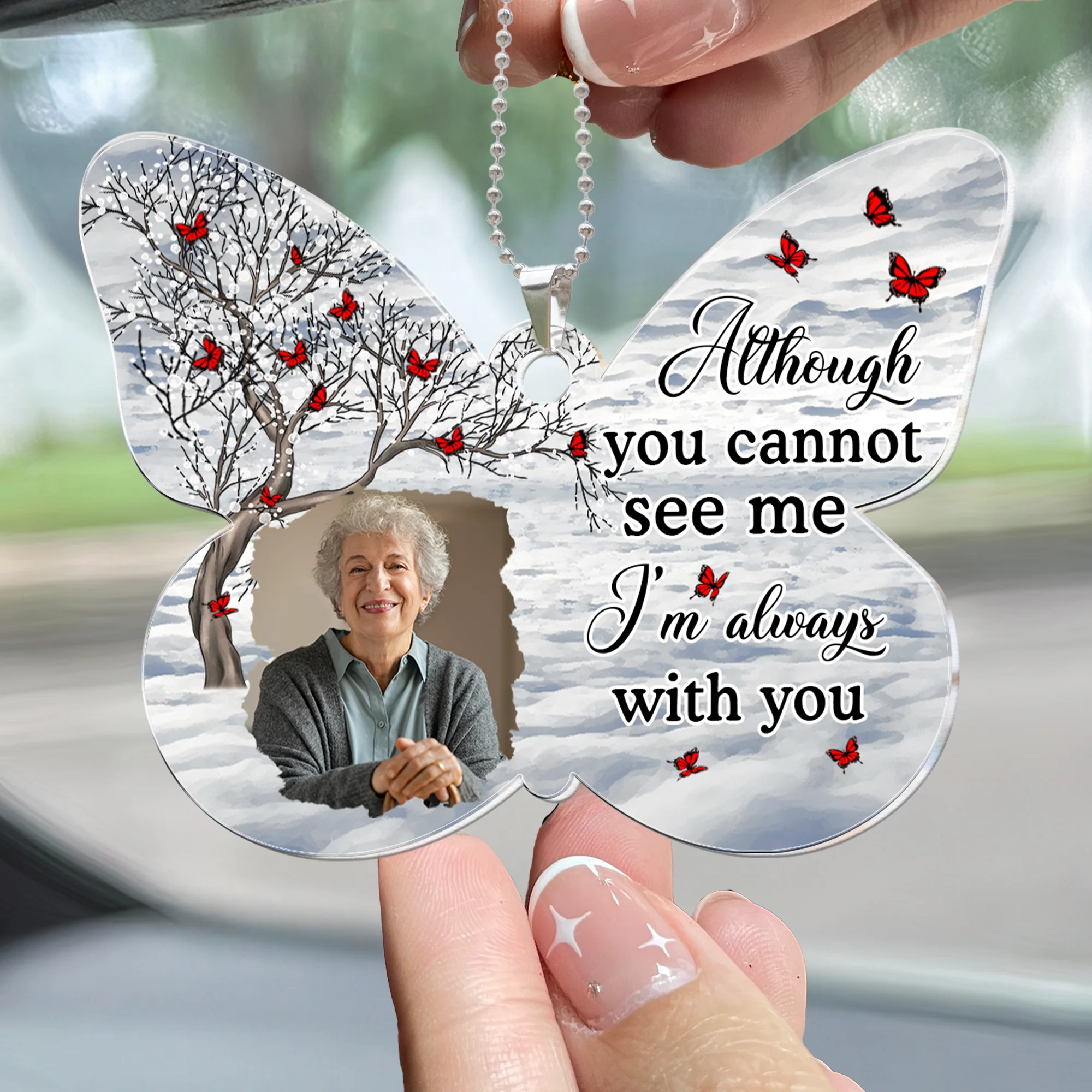 Your Wings Were Ready But My Heart Was Not - Personalized Photo Rear View Mirror Accessory - Image 5