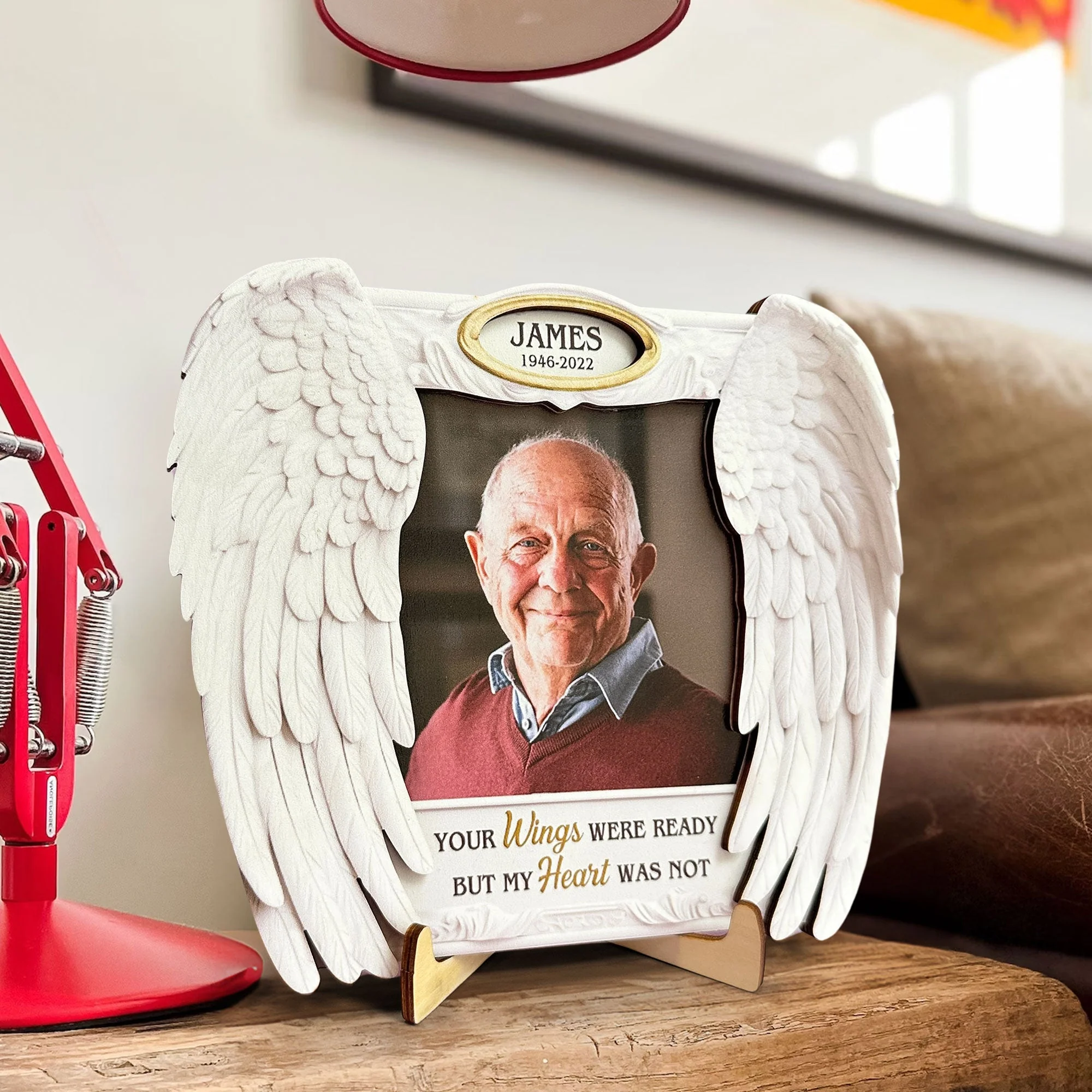 Your Wings Were Ready But My Heart Was Not - Personalized Wooden Photo Plaque - Image 2