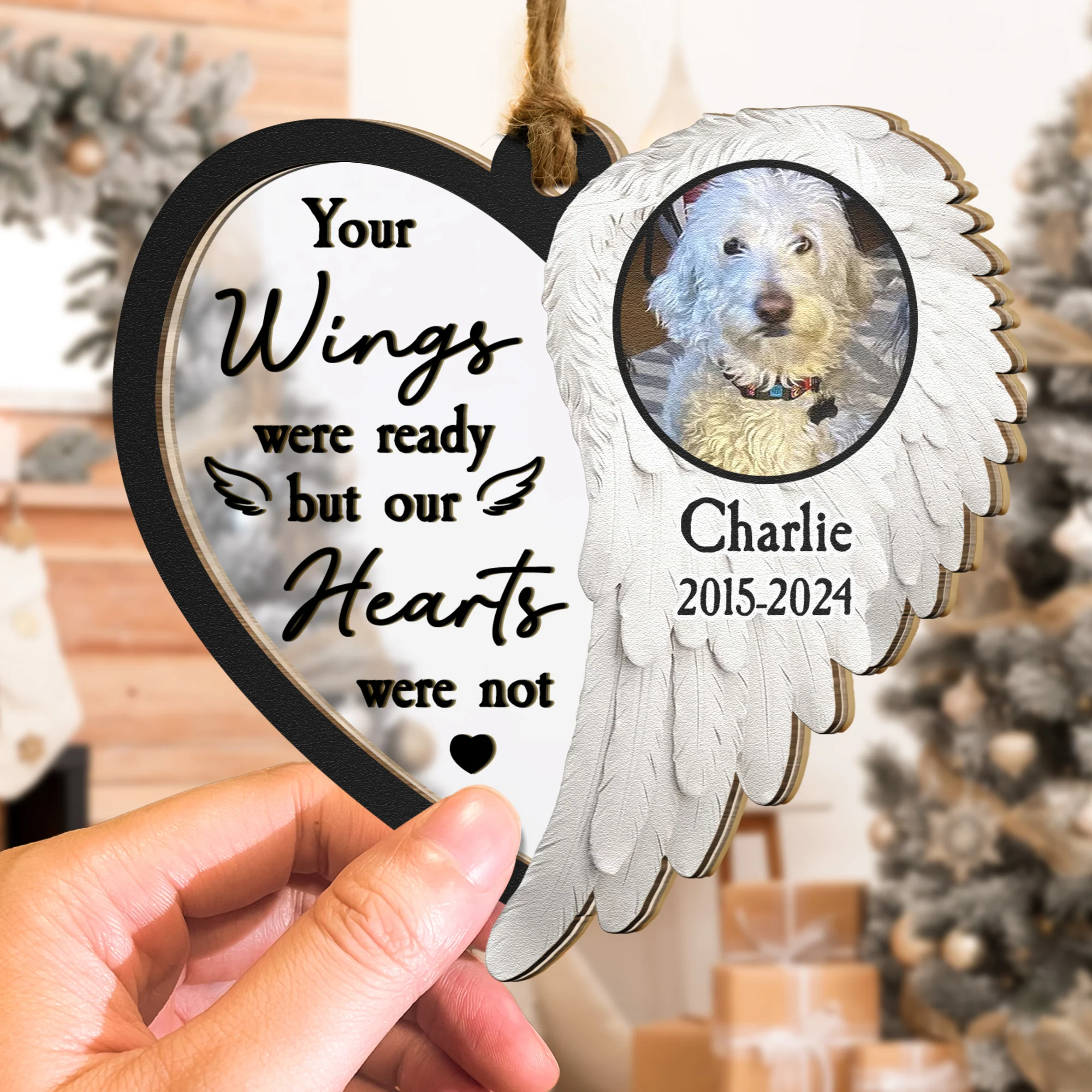 Your Wings Were Ready But Our Hearts Were Not - Personalized Mirror Photo Ornament - Image 5