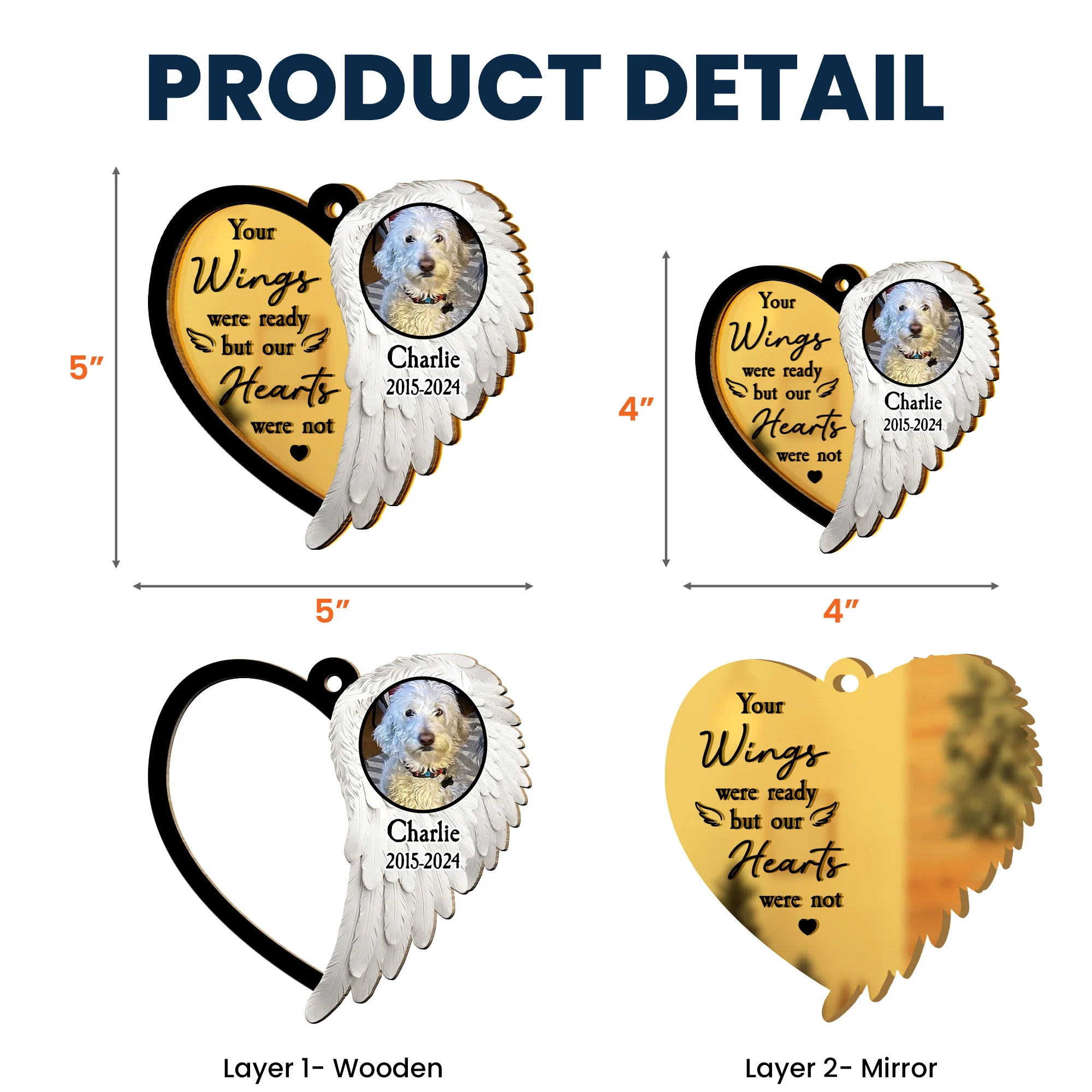 Your Wings Were Ready But Our Hearts Were Not - Personalized Mirror Photo Ornament - Image 6