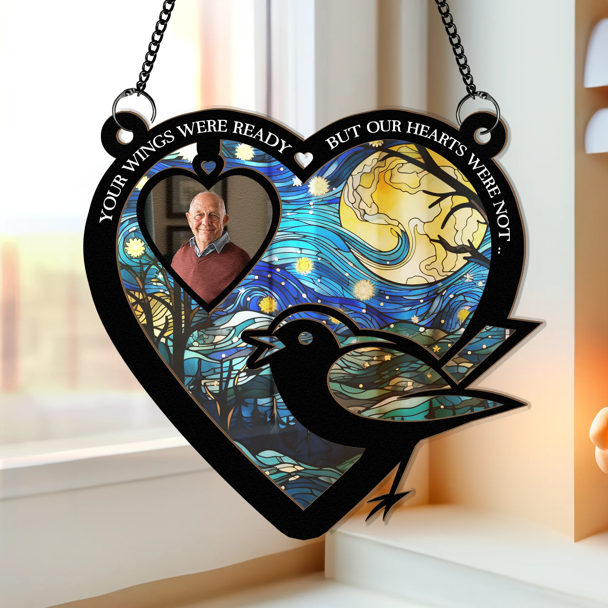 Your Wings Were Ready - Personalized Window Hanging Suncatcher Photo Ornament - Image 2