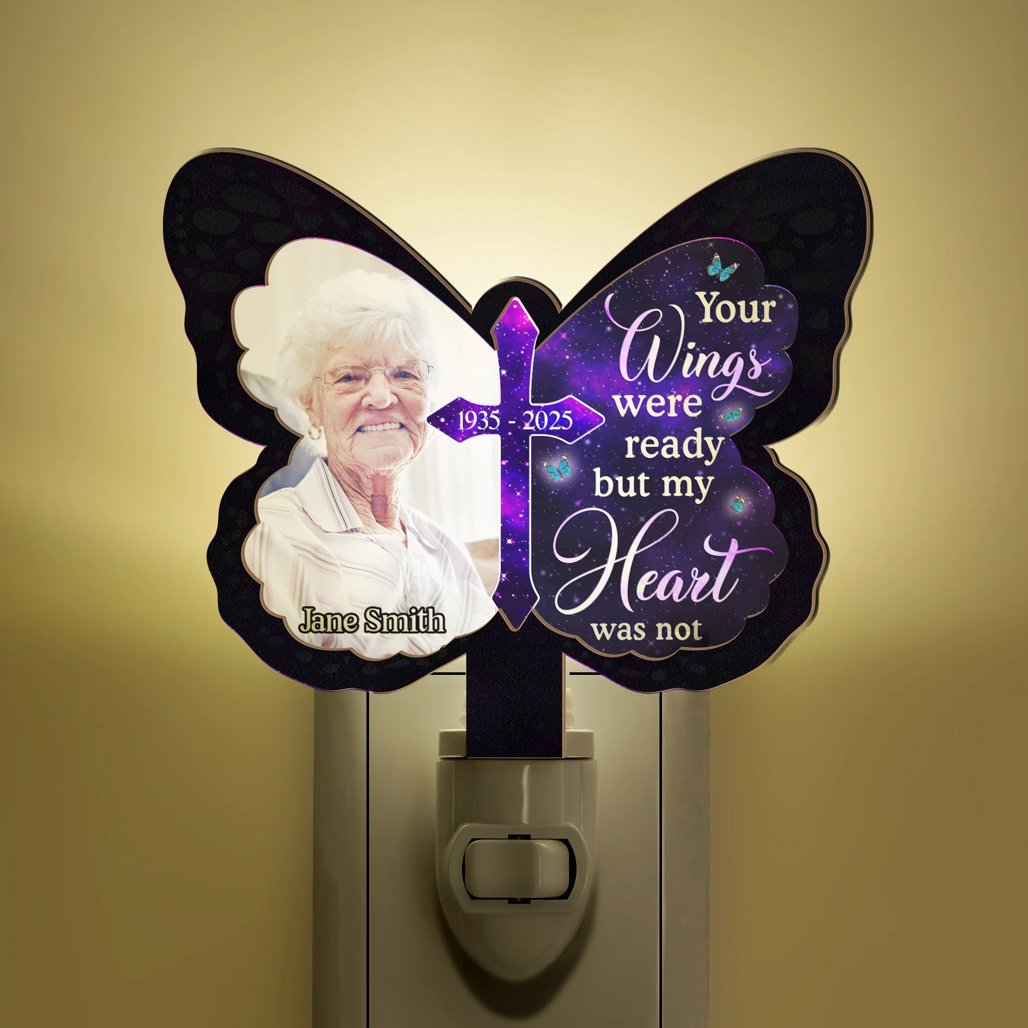 Your Wings Were Ready - Personalized Wood And Acrylic Night Light - Image 6