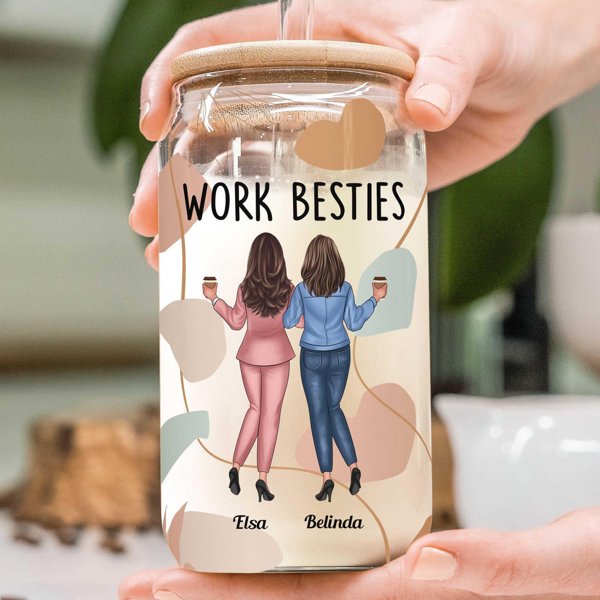 You're The Reason I Don't Punch People At Work - Personalized Clear Glass Cup - Image 2
