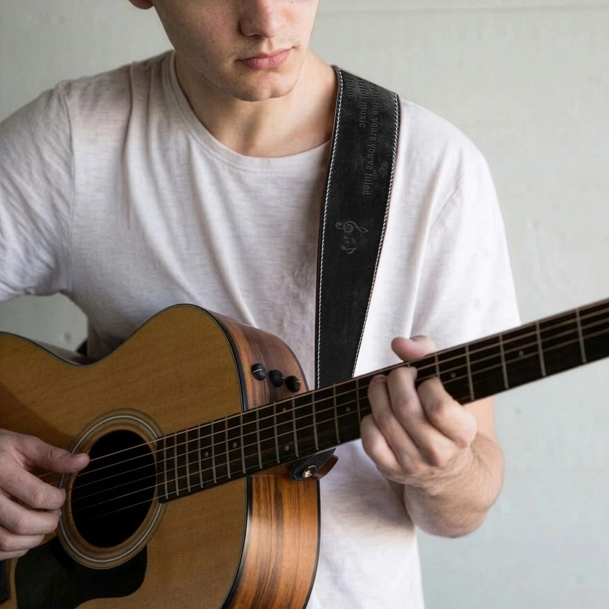 You've Filled Our Home With Beautiful Music - Personalized Leather Guitar Strap - Image 2