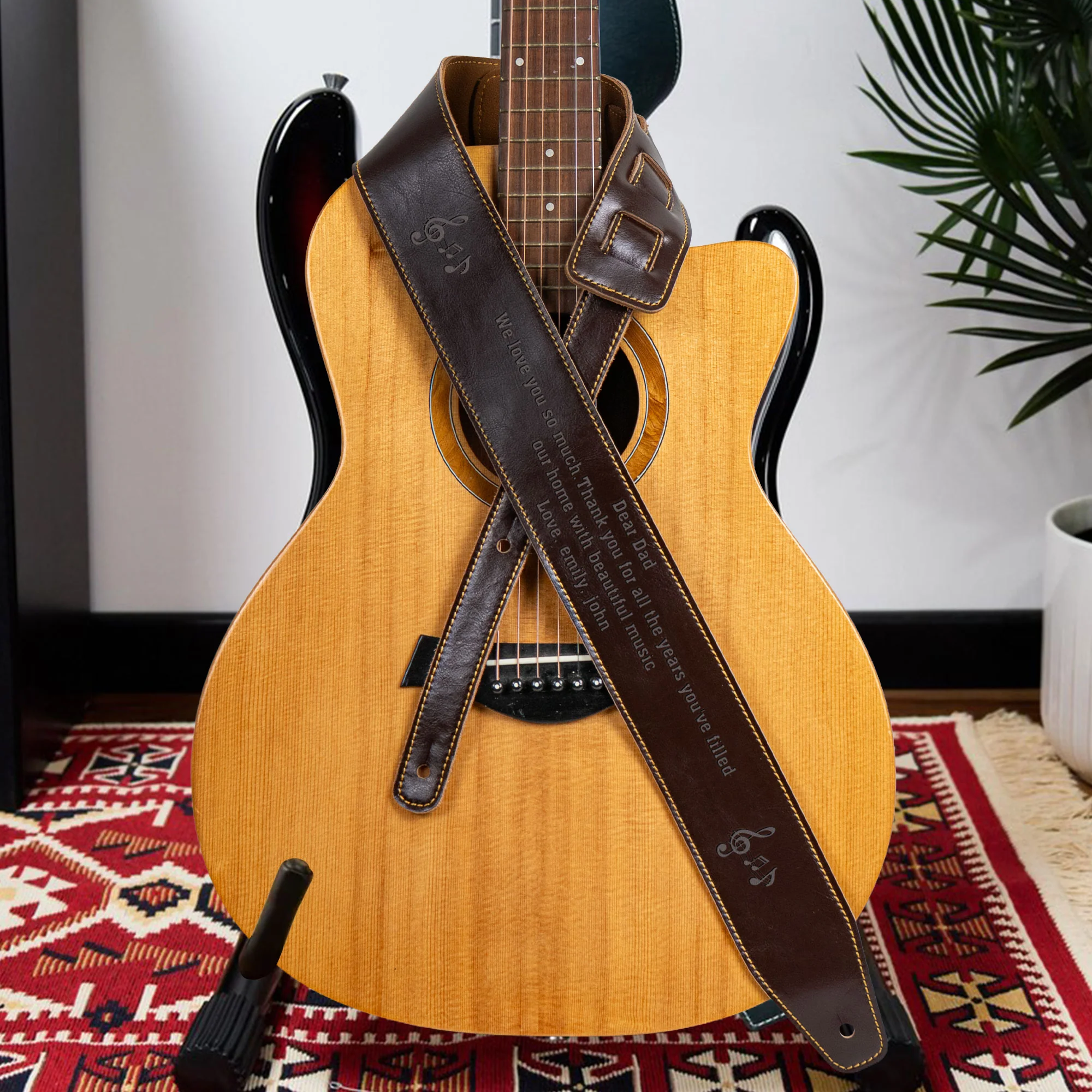 You've Filled Our Home With Beautiful Music - Personalized Leather Guitar Strap - Image 5