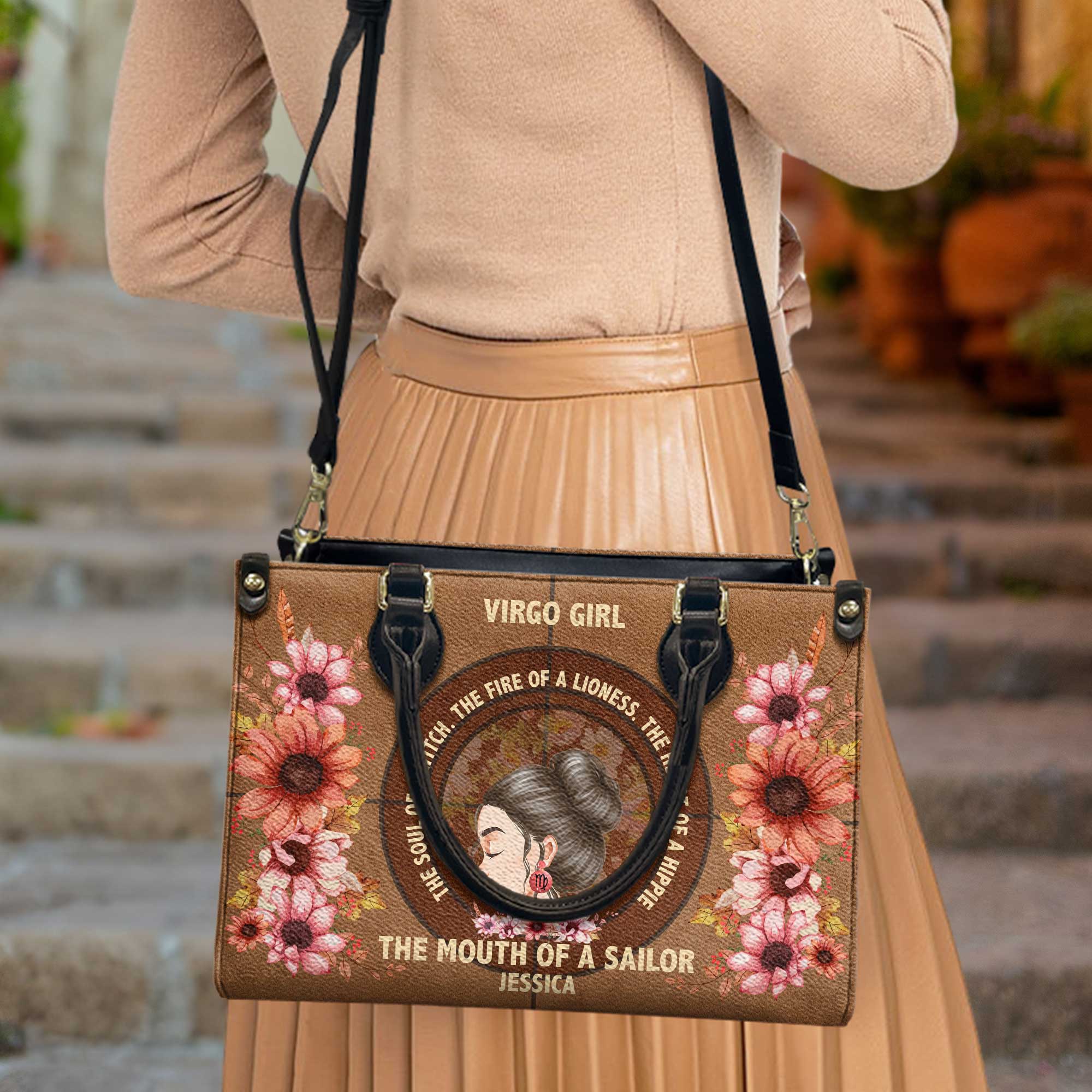 Zodiac Girl, The Soul Of A Witch - Personalized Leather Bag - Image 3