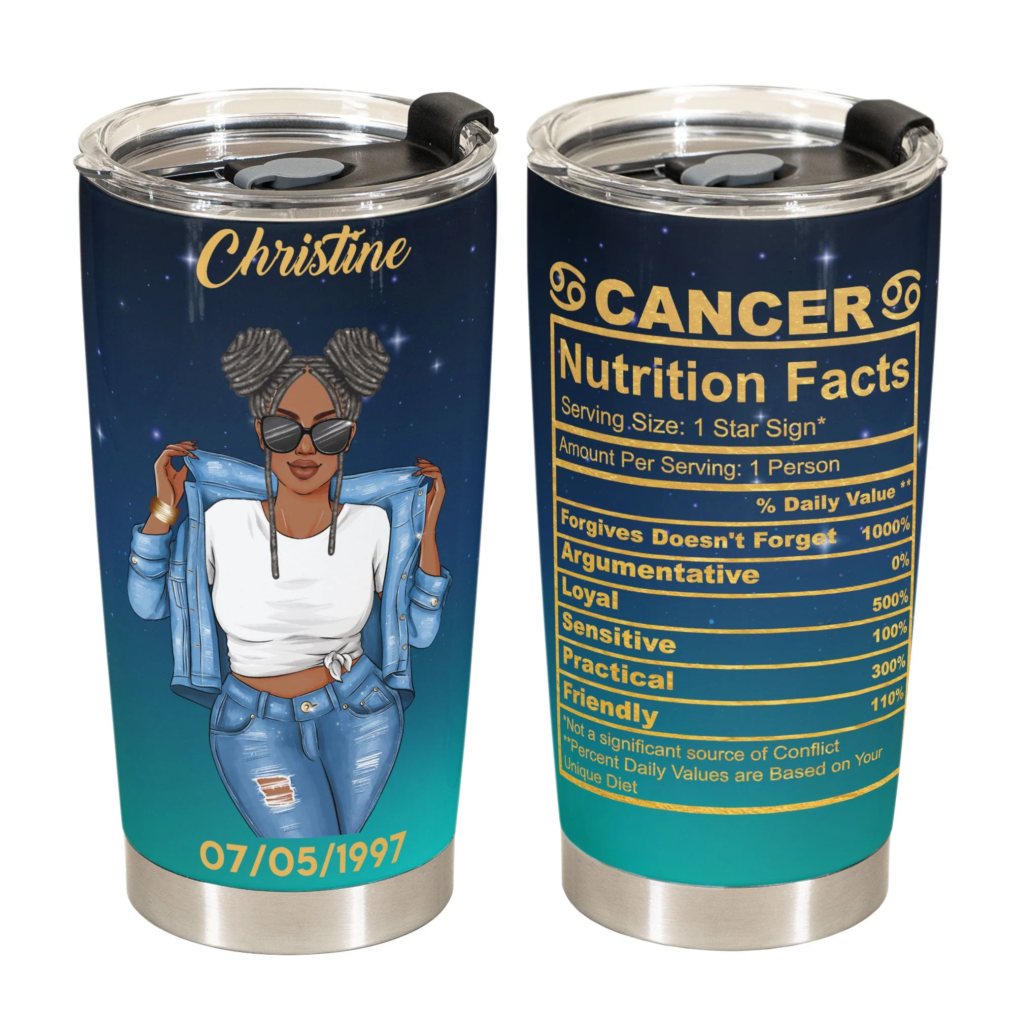 Cancer Nutrition Facts - Personalized Tumbler Cup - Birthday Gift For Astrology Lovers, Gift For Daughter, Sister, Besties - Image 2