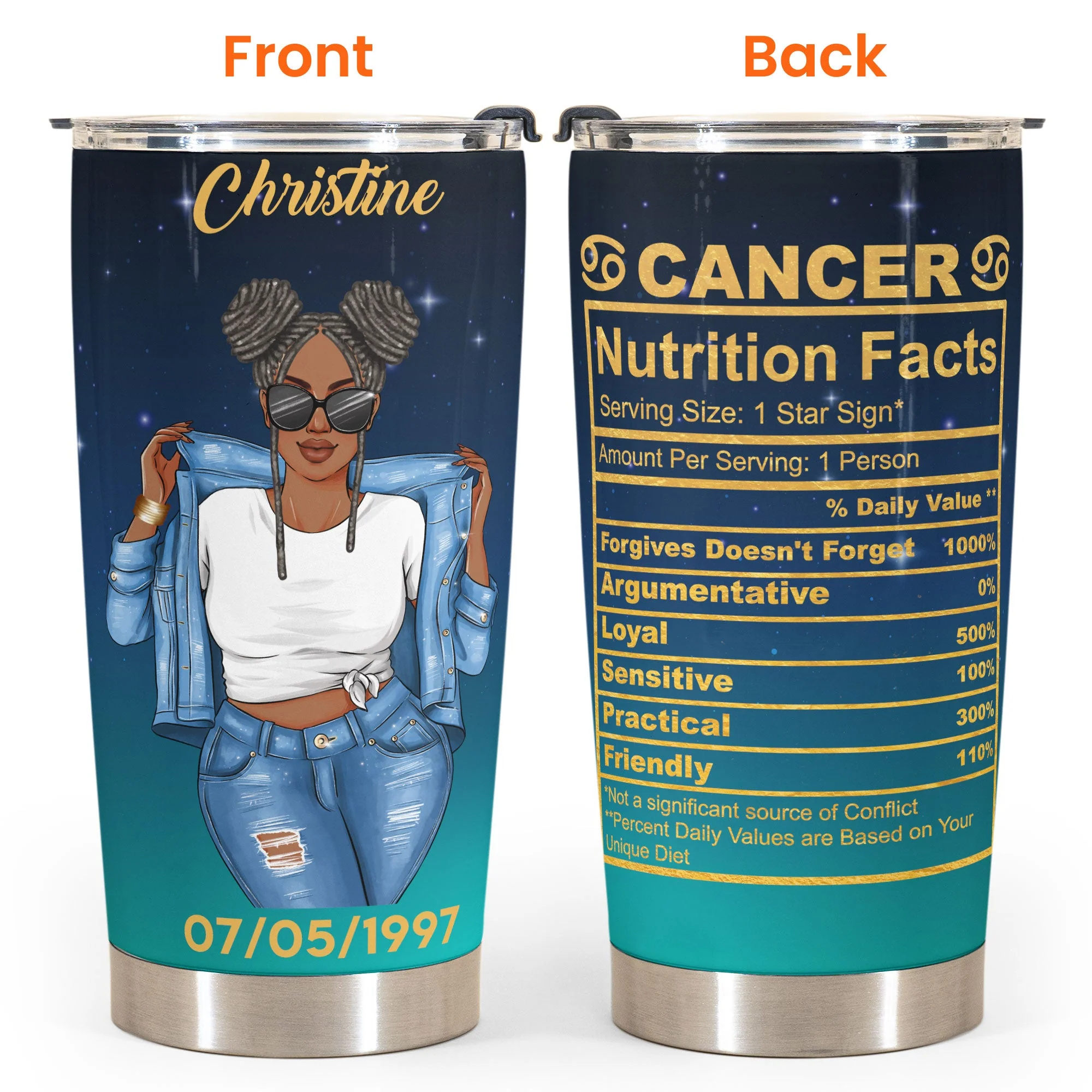 Cancer Nutrition Facts - Personalized Tumbler Cup - Birthday Gift For Astrology Lovers, Gift For Daughter, Sister, Besties - Image 4